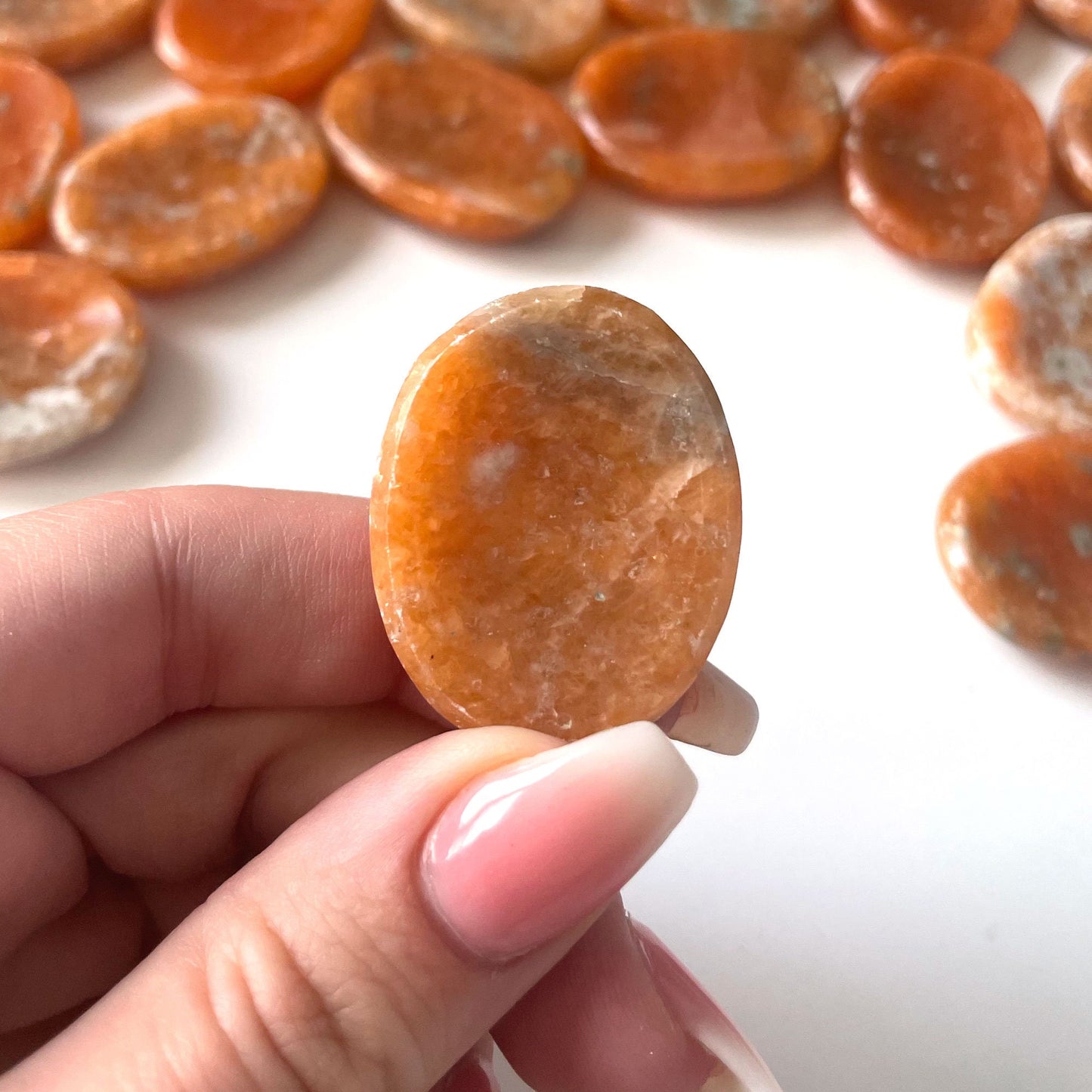 Orange Calcite Worry Stone | Orchid Calcite | Energizing | Creativity Booster | Happiness | Joy | Optimism - Sole Luna