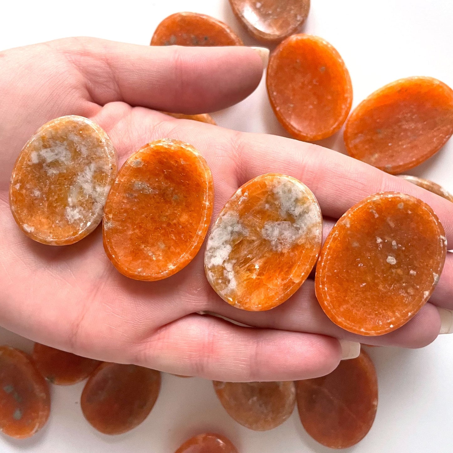 Orange Calcite Worry Stone | Orchid Calcite | Energizing | Creativity Booster | Happiness | Joy | Optimism - Sole Luna