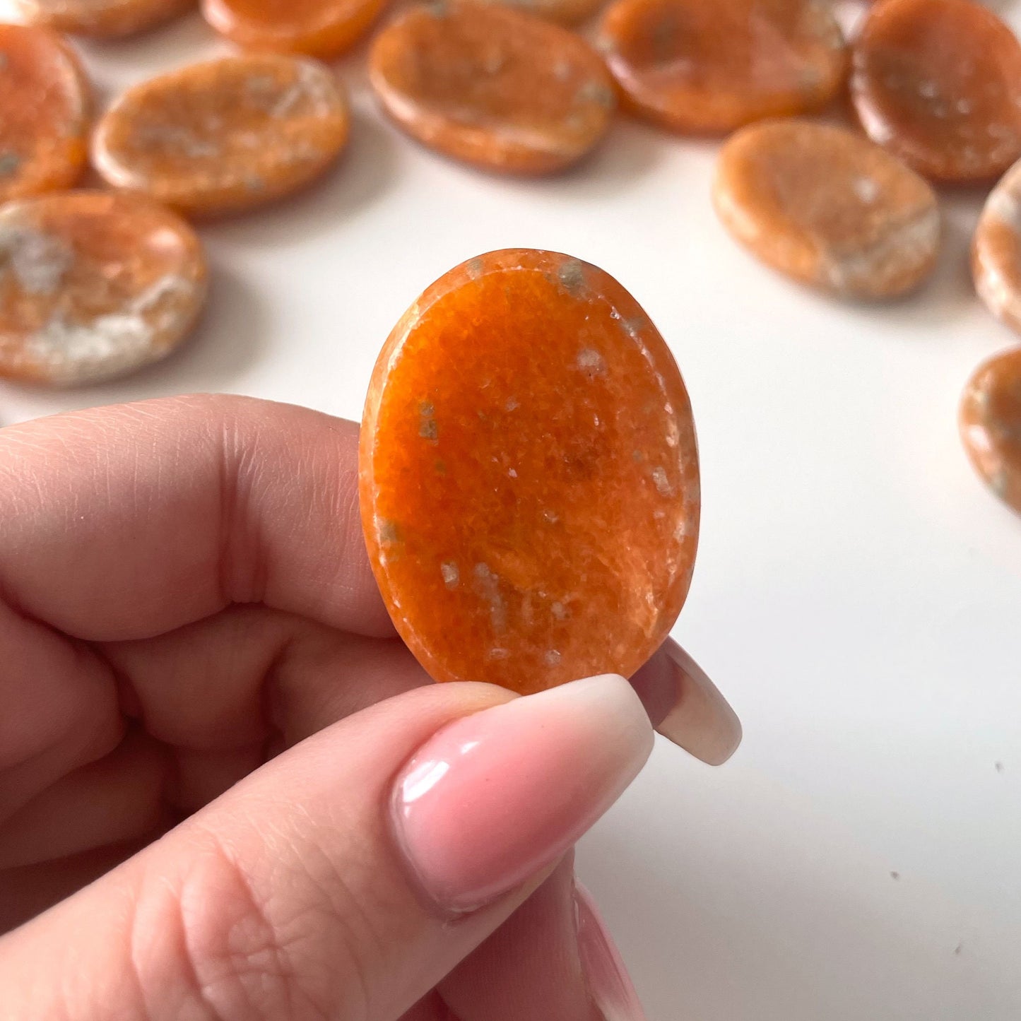Orange Calcite Worry Stone | Orchid Calcite | Energizing | Creativity Booster | Happiness | Joy | Optimism - Sole Luna