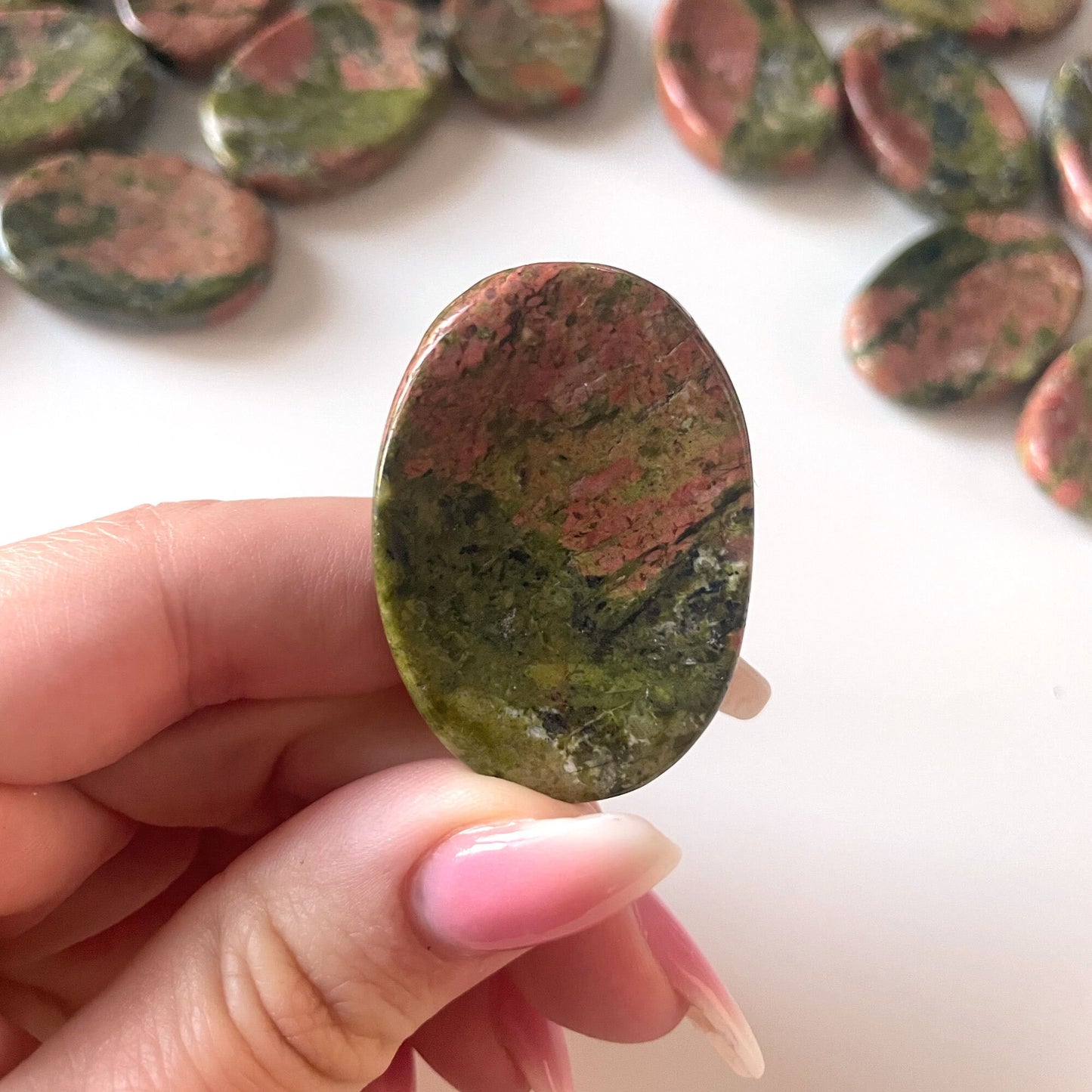 RENEWAL Unakite Worry Stone | Overcome Addictive Behaviors | Purge Toxicity | Emotional Release | Grounding | Heart Chakra Healing - Sole Luna