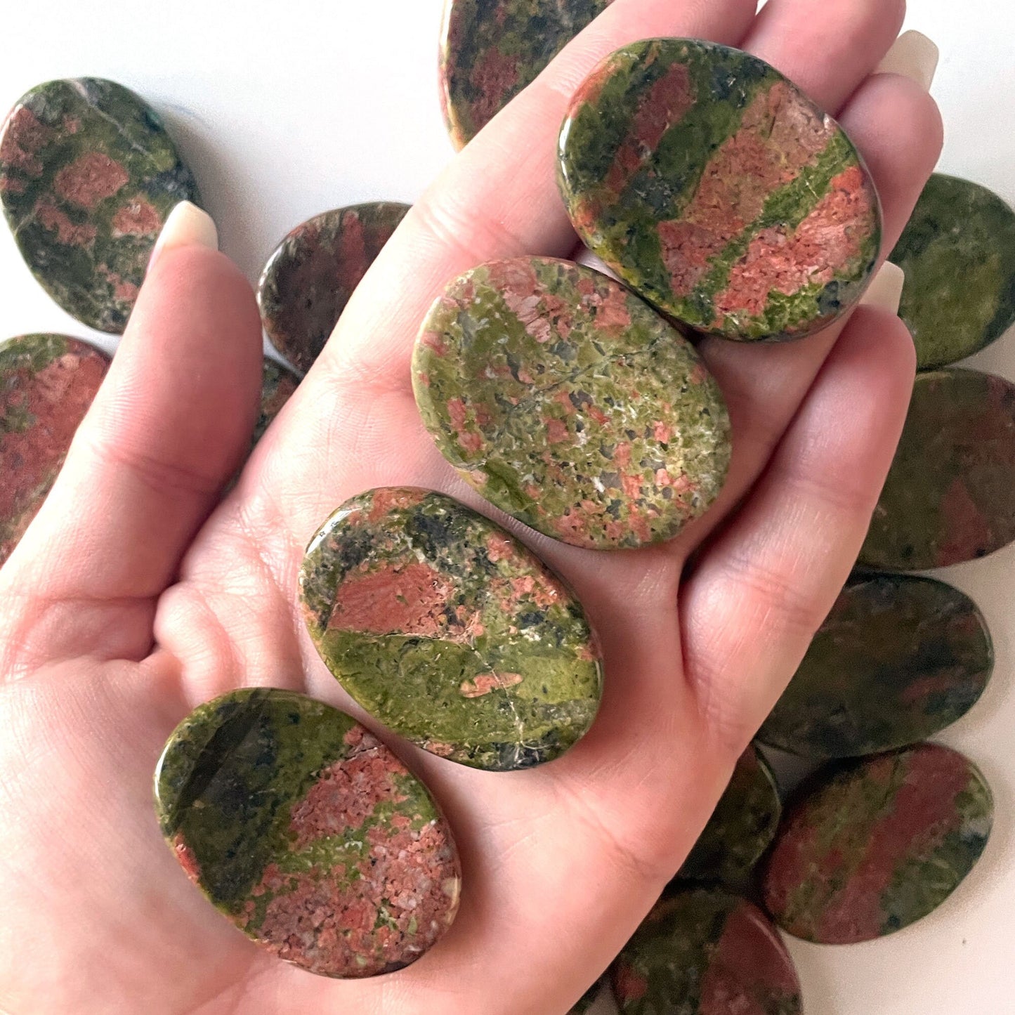 RENEWAL Unakite Worry Stone | Overcome Addictive Behaviors | Purge Toxicity | Emotional Release | Grounding | Heart Chakra Healing - Sole Luna