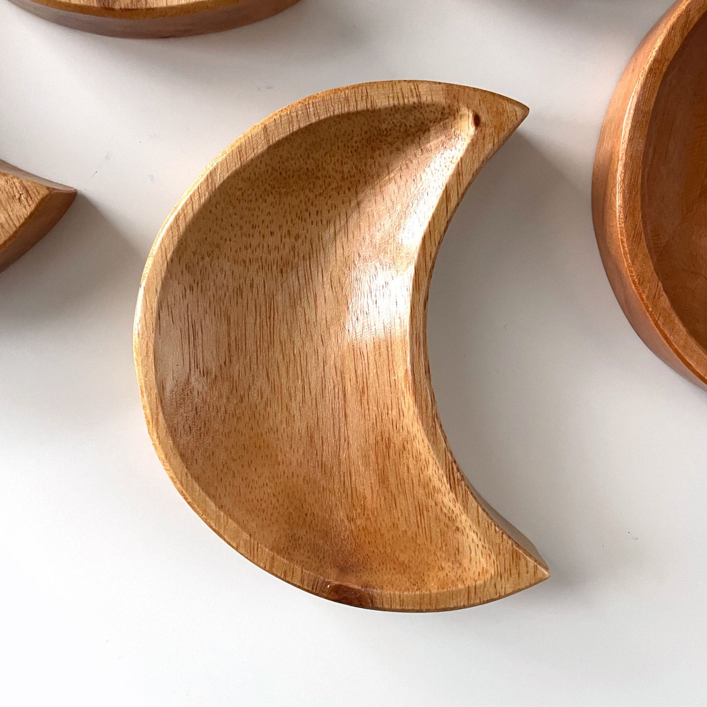 Crescent Moon Wooden Bowl | Carved Moon Bowl | Crystal Bowl | Jewelry Bowl | Storage | 5.65in Wooden Bowl | Handmade in Indonesia - Sole Luna