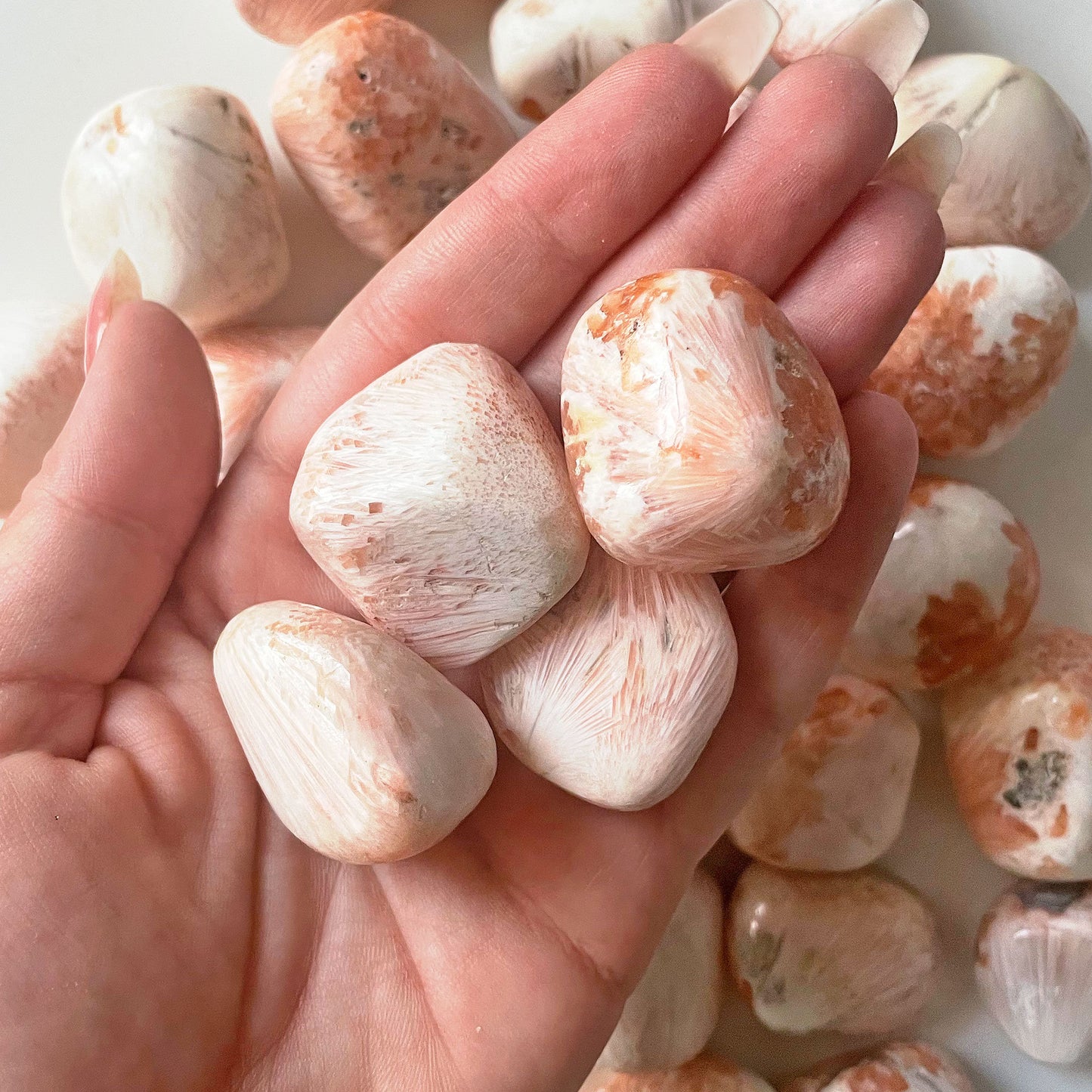 Pink Scolecite Tumbled Stone | Spiritual Evolution | Anxiety Relief | Inner Transformation | Interdimensional Connection | Ascension - Sole Luna