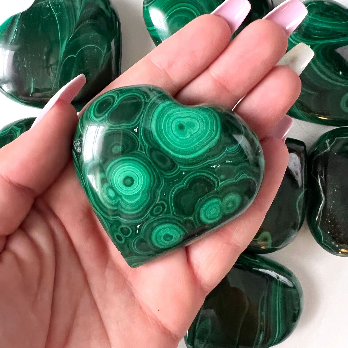 Malachite Heart Shape Palm Stone | Manifestation | Protection | Abundance | Change - Sole Luna