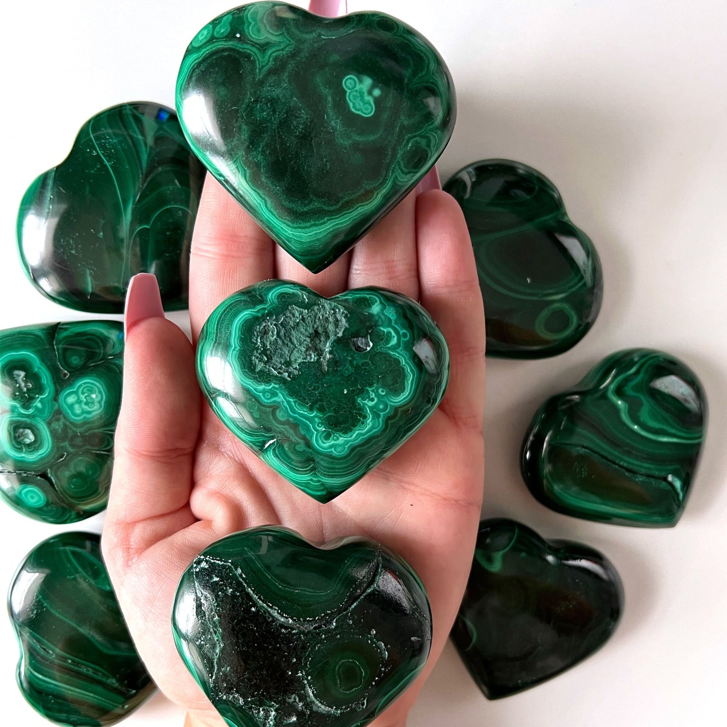 Malachite Heart Shape Palm Stone | Manifestation | Protection | Abundance | Change - Sole Luna
