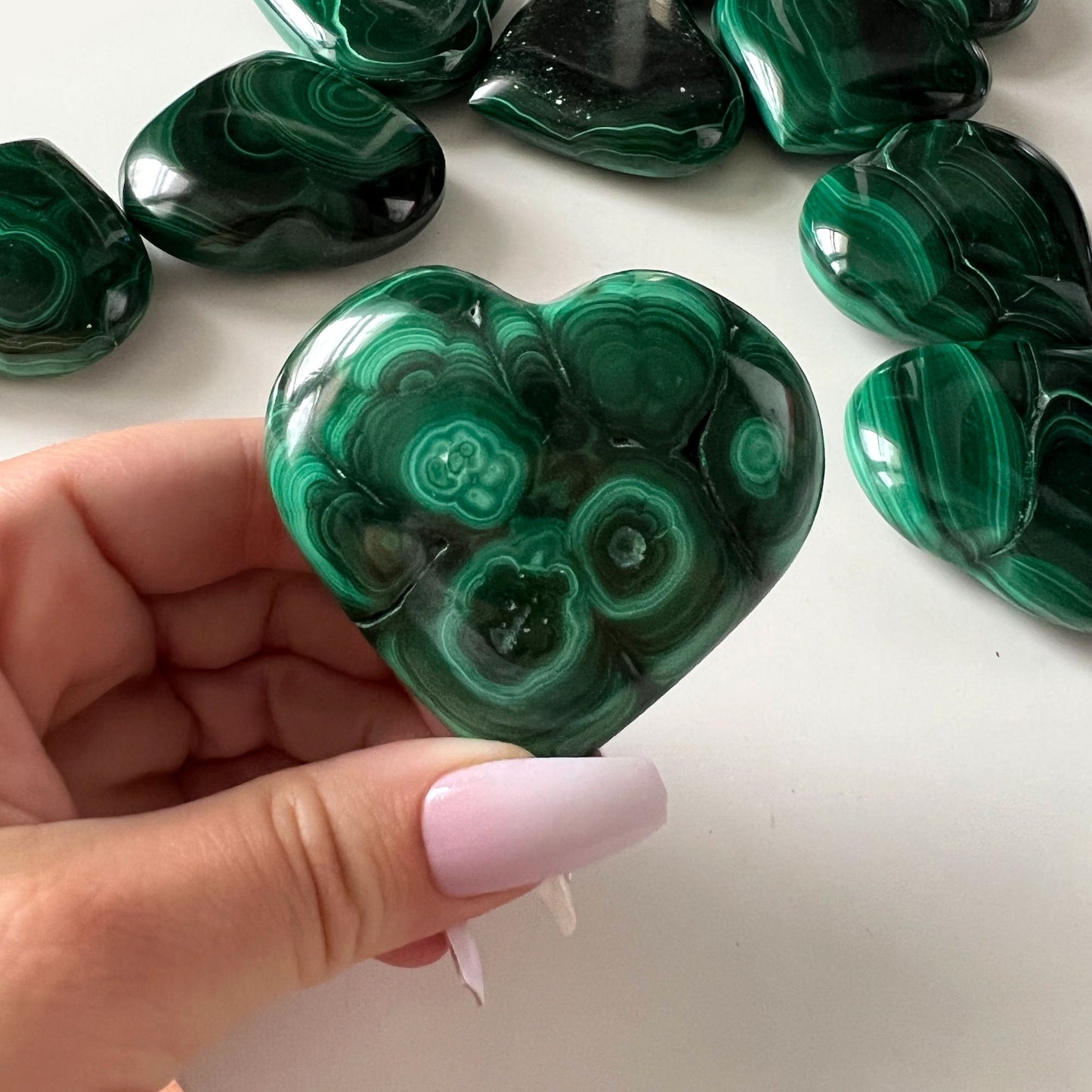 Malachite Heart Shape Palm Stone | Manifestation | Protection | Abundance | Change - Sole Luna