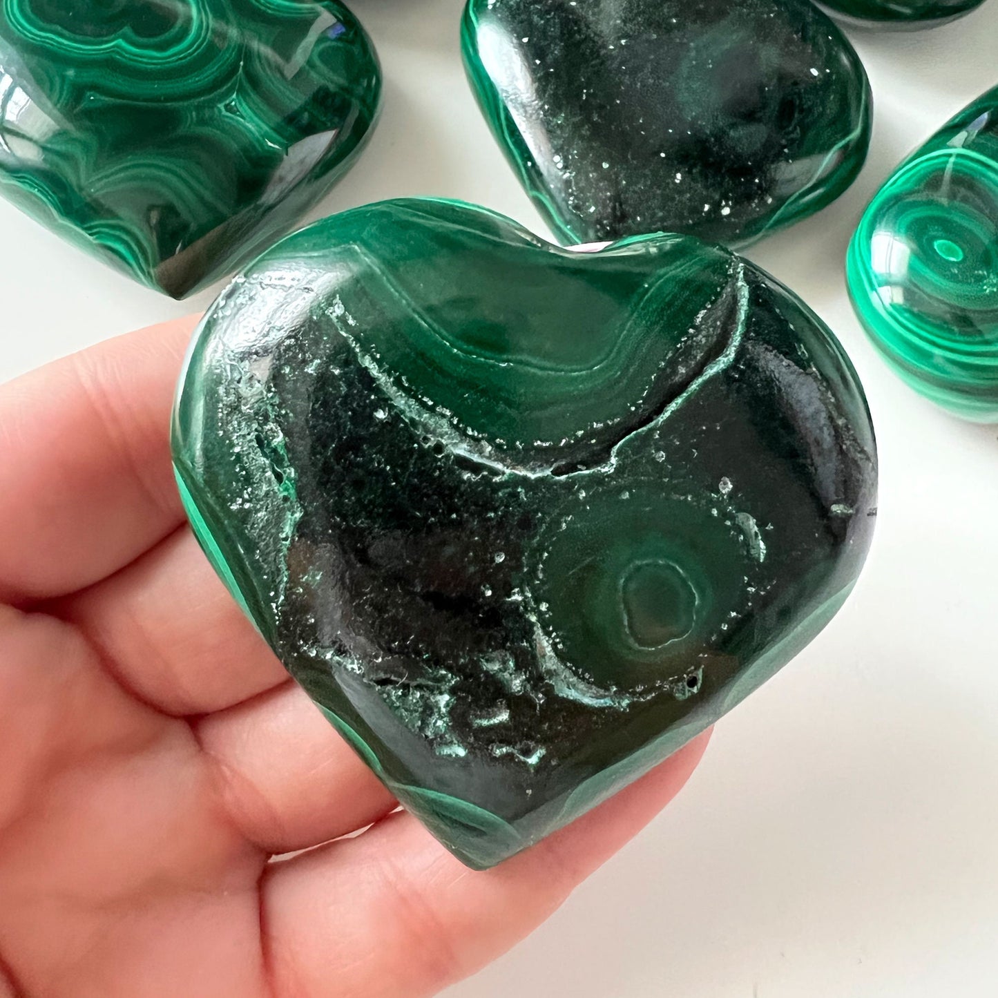 Malachite Heart Shape Palm Stone | Manifestation | Protection | Abundance | Change - Sole Luna