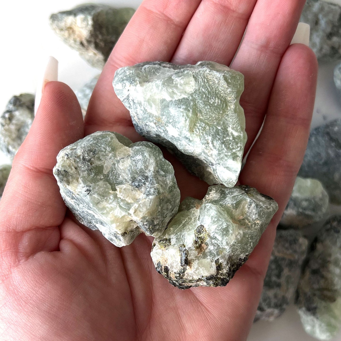 RAW Prehnite Stone | Rough Prehnite Crystal | Aura Cleansing | Prophetic Powers | Heart Healing - Sole Luna