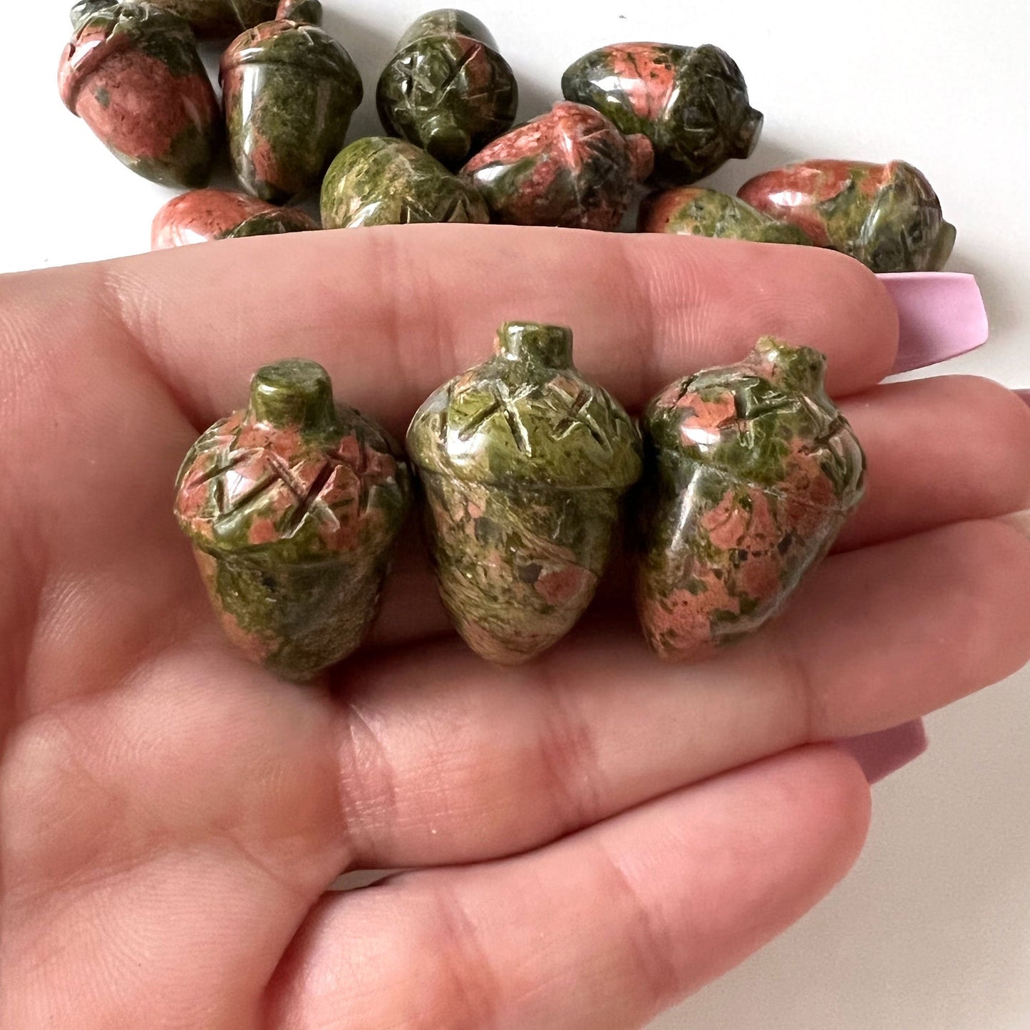 Unakite Acorn Carving