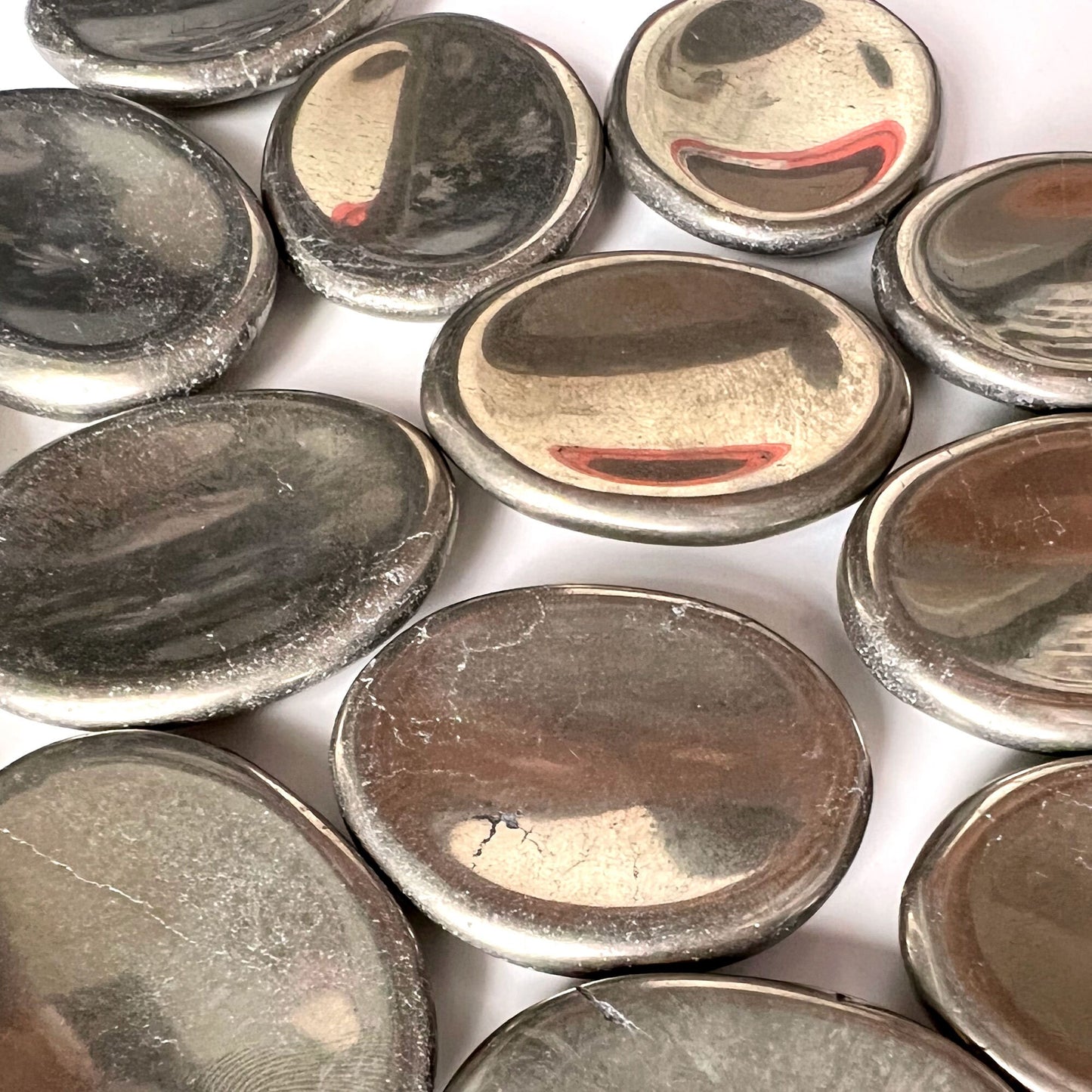 WEALTH Pyrite Worry Stone | Prosperity | Abundance | Willpower | Protection | Negative Vibe Blocker - Sole Luna