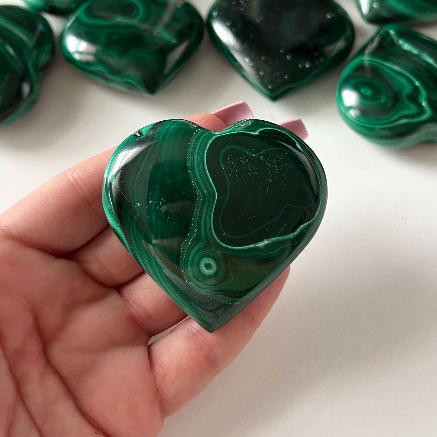 Malachite Heart Shape Palm Stone | Manifestation | Protection | Abundance | Change - Sole Luna