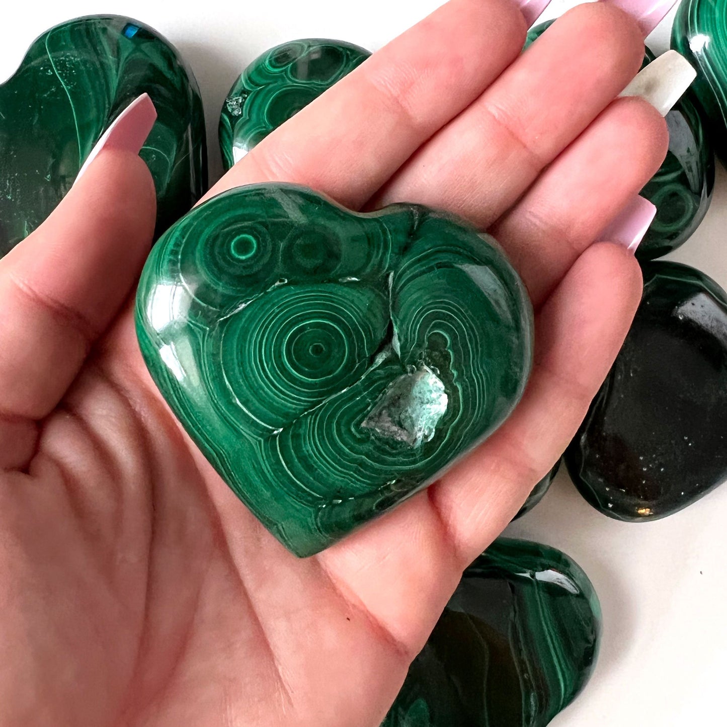 Malachite Heart Shape Palm Stone | Manifestation | Protection | Abundance | Change - Sole Luna