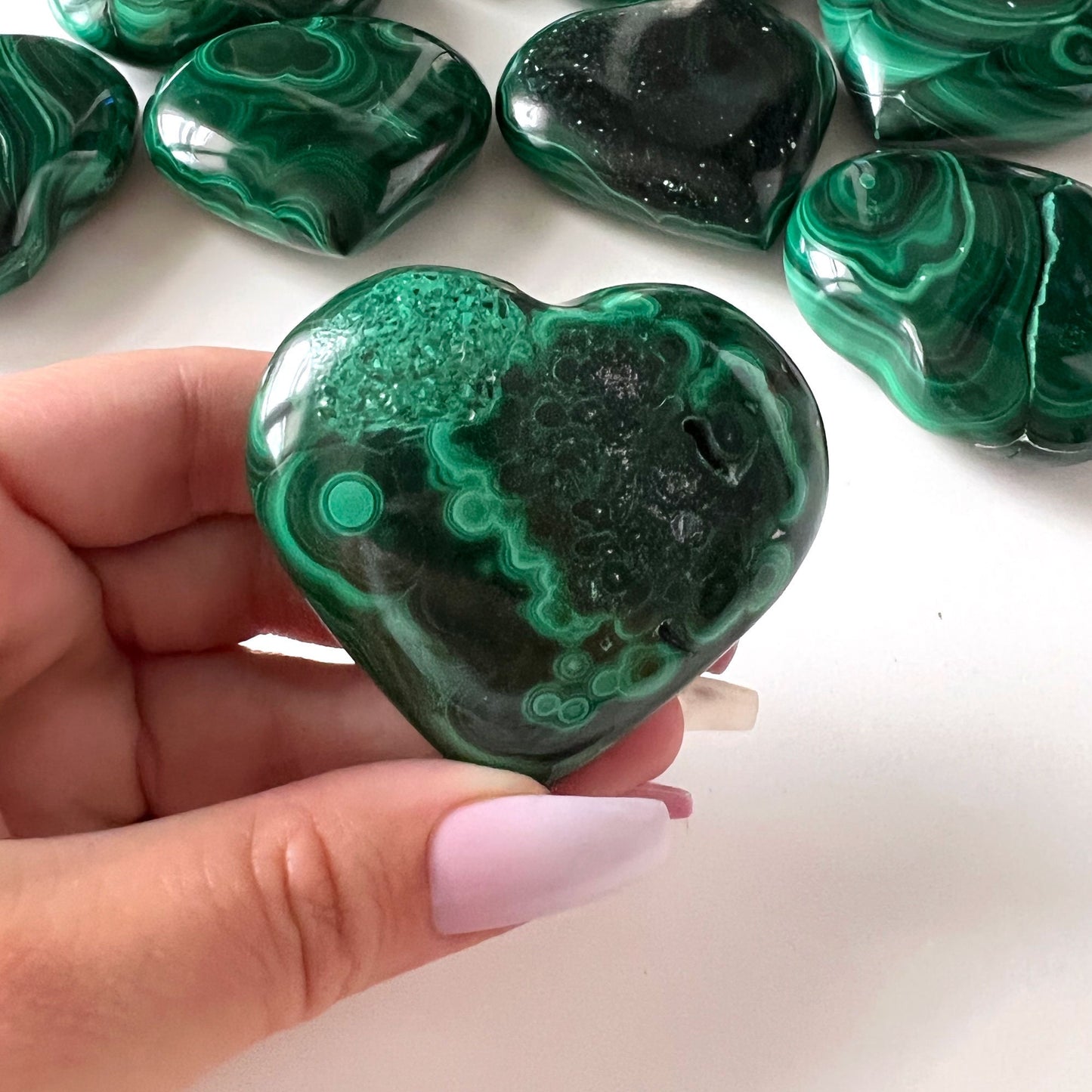 Malachite Heart Shape Palm Stone | Manifestation | Protection | Abundance | Change - Sole Luna