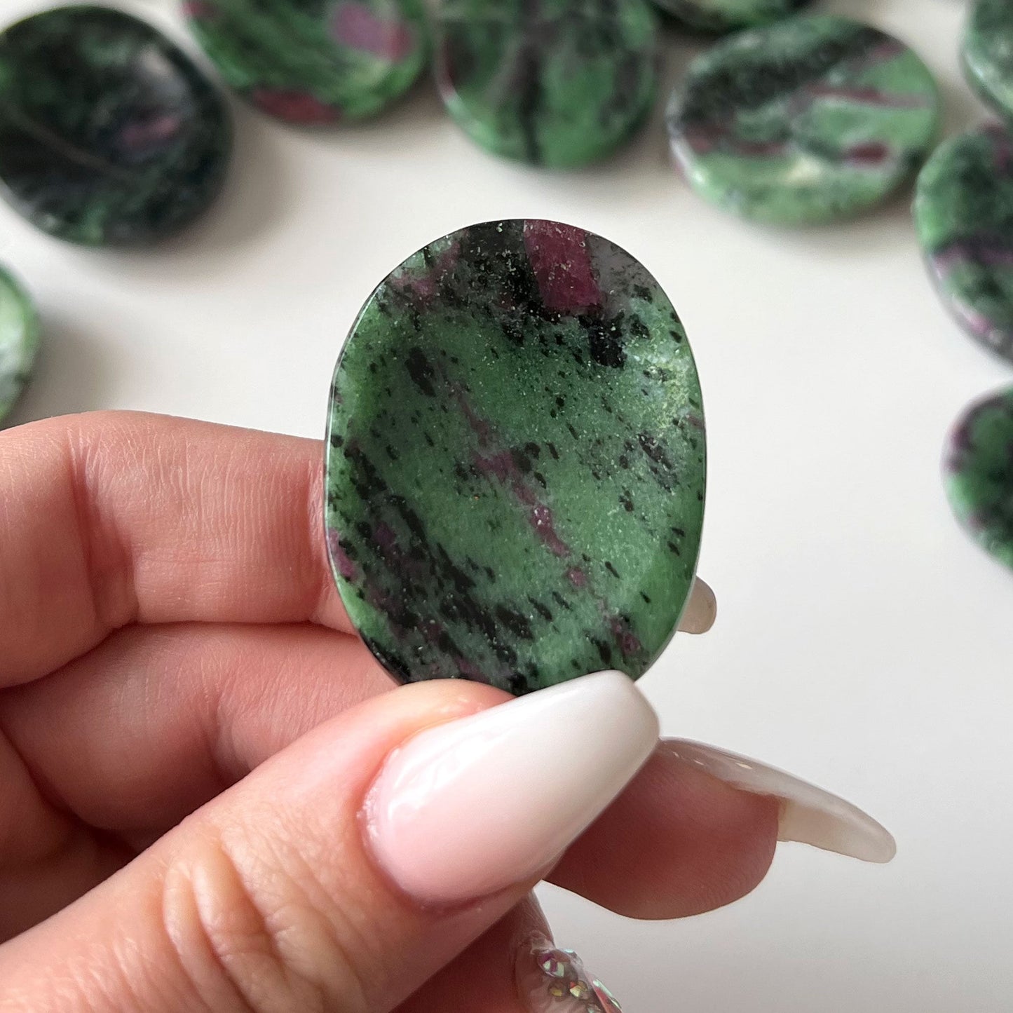 GROWTH Ruby Zoisite Worry Stone | Happiness | Self-Esteem | Healing | Releasing Fears - Sole Luna