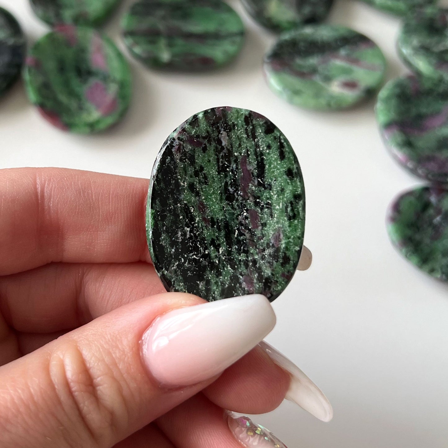 GROWTH Ruby Zoisite Worry Stone | Happiness | Self-Esteem | Healing | Releasing Fears - Sole Luna