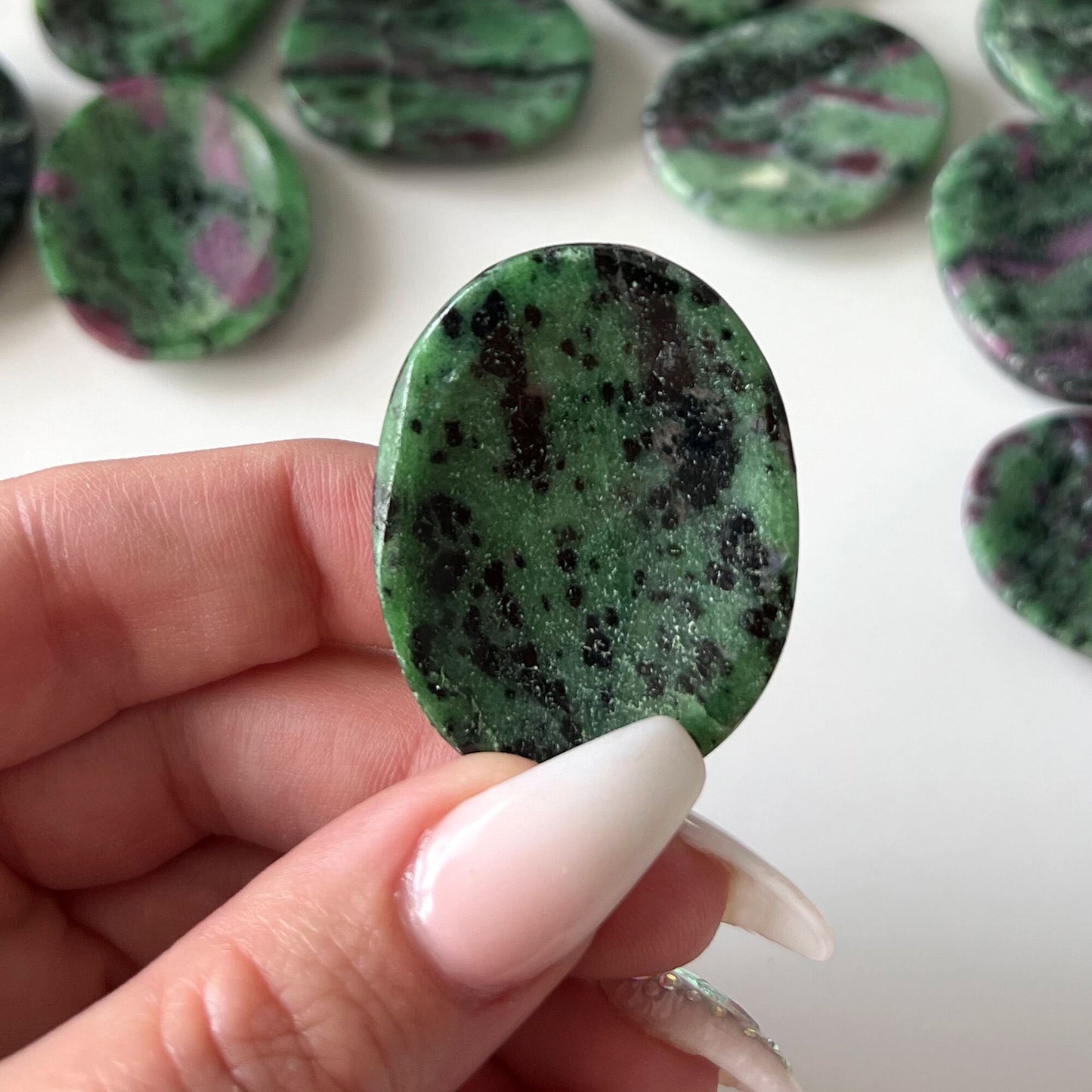 GROWTH Ruby Zoisite Worry Stone | Happiness | Self-Esteem | Healing | Releasing Fears - Sole Luna