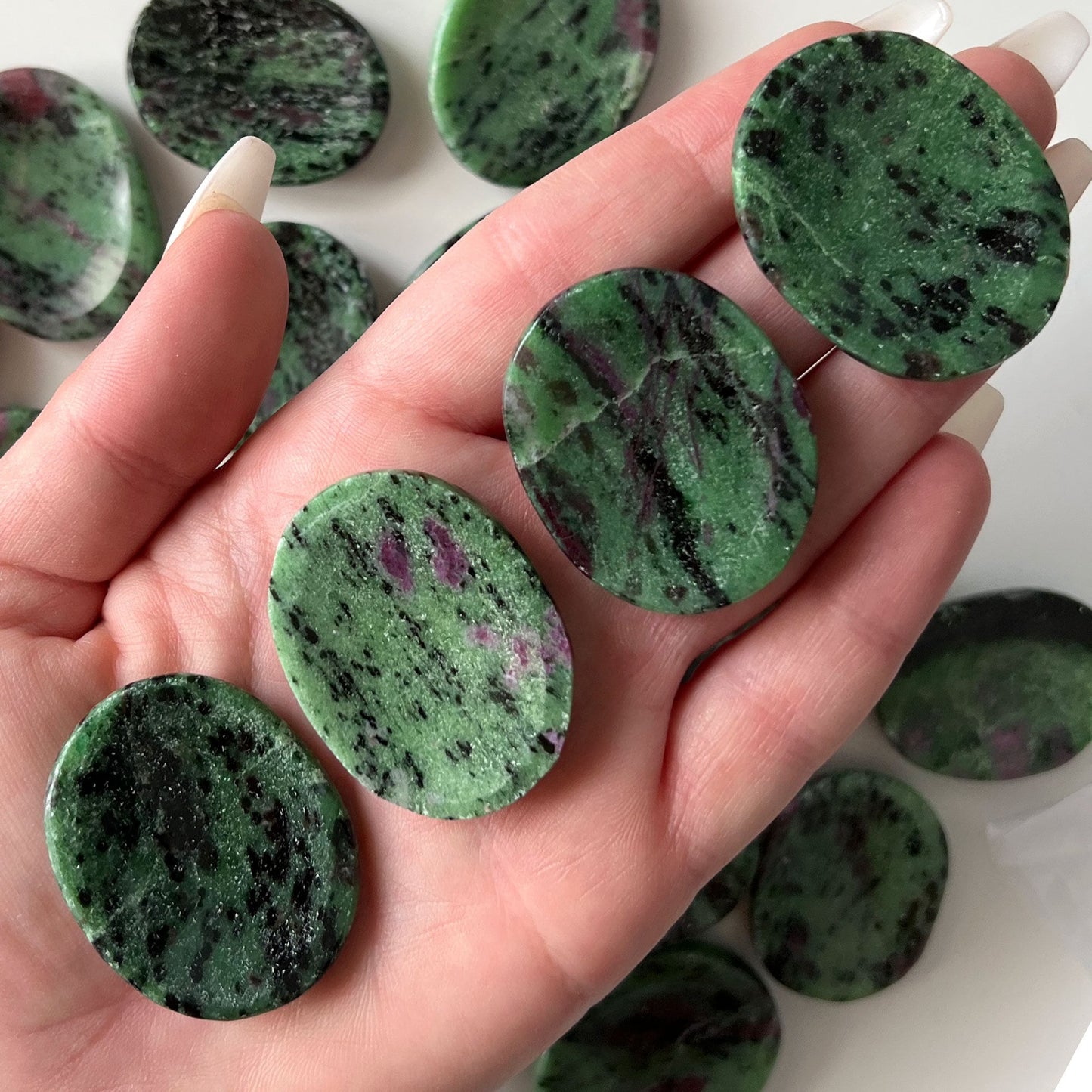 GROWTH Ruby Zoisite Worry Stone | Happiness | Self-Esteem | Healing | Releasing Fears - Sole Luna