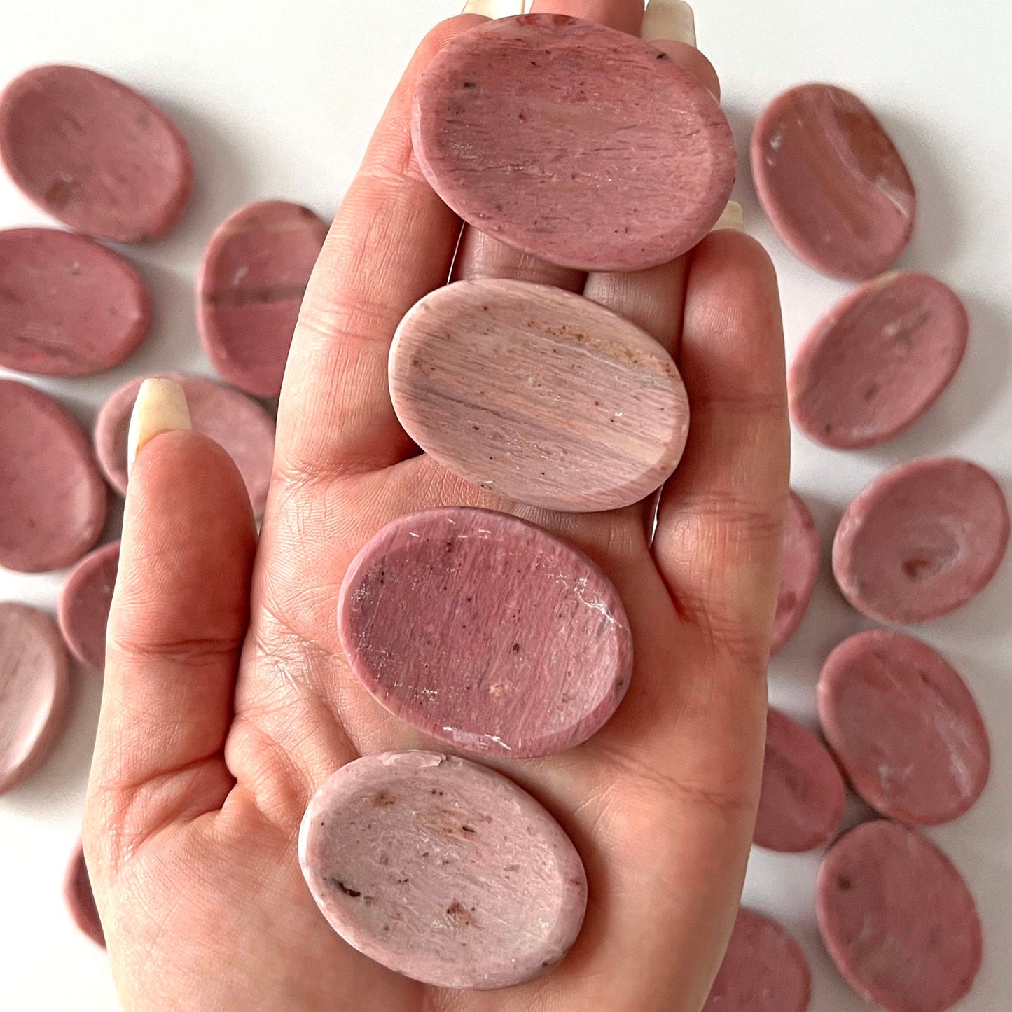 Pink Petrified Wood Worry Stone | Ancestral Wisdom | Love | Compassion | Past Life Recall - Sole Luna