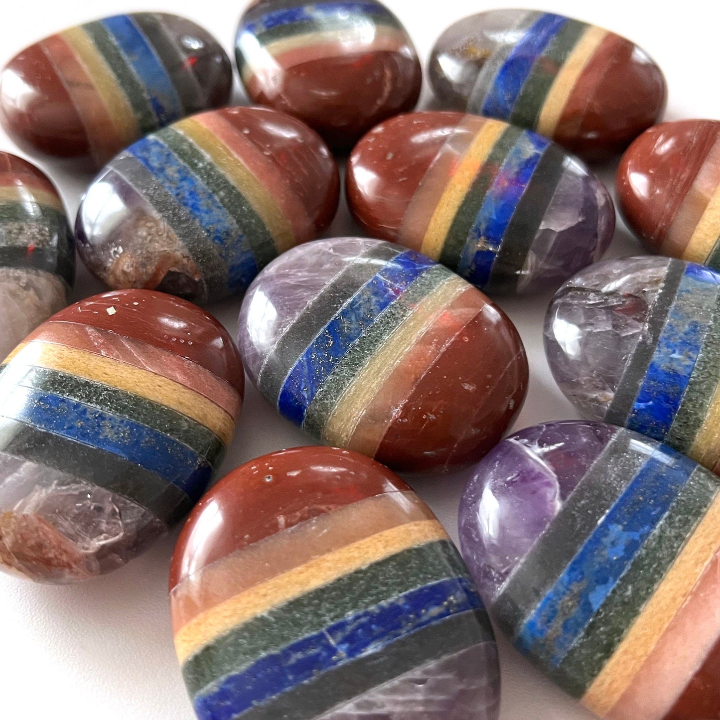 CHAKRA BALANCING | Seven Chakra Bonded Palm Stone | Meditation Crystal | Reiki Stone - Sole Luna
