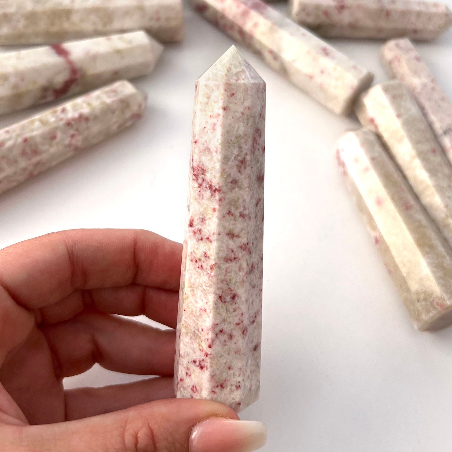 MANIFESTATION Cinnabar Faceted Tower | Cinnabrite | Merchant’s Stone | Abundance | Success | Stone for Business Owners and Entrepreneurs - Sole Luna