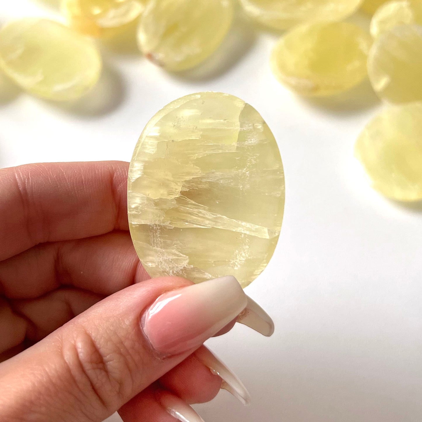 Lemon Calcite Worry Stone | Self-Worth | Personal Power | Confidence | Motivation | Happiness | Energy Cleanse | Solar Plexus Chakra - Sole Luna