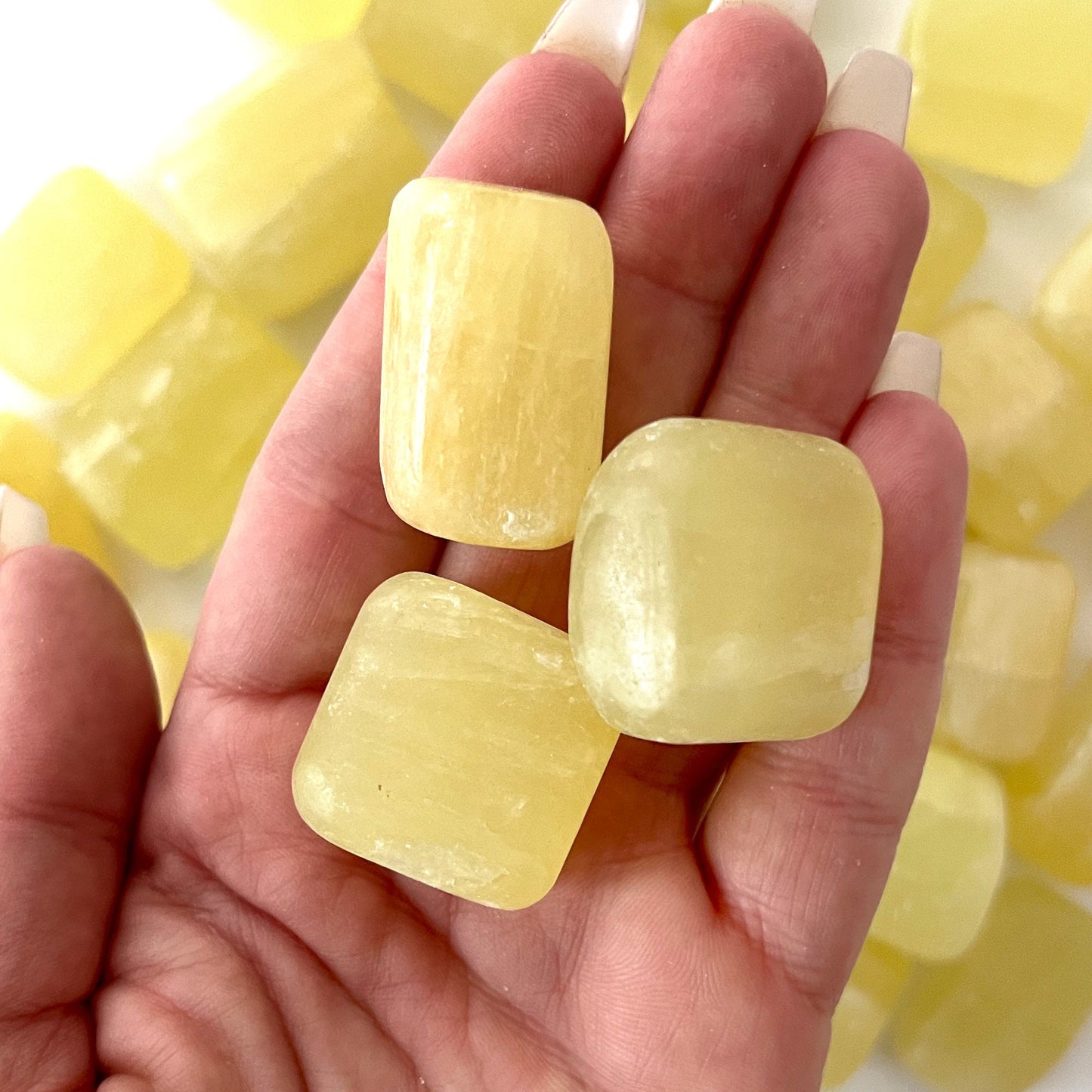 Lemon Calcite Tumbled Stone | Self-Worth | Personal Power | Confidence | Motivation | Happiness | Energy Cleanse | Solar Plexus Chakra - Sole Luna