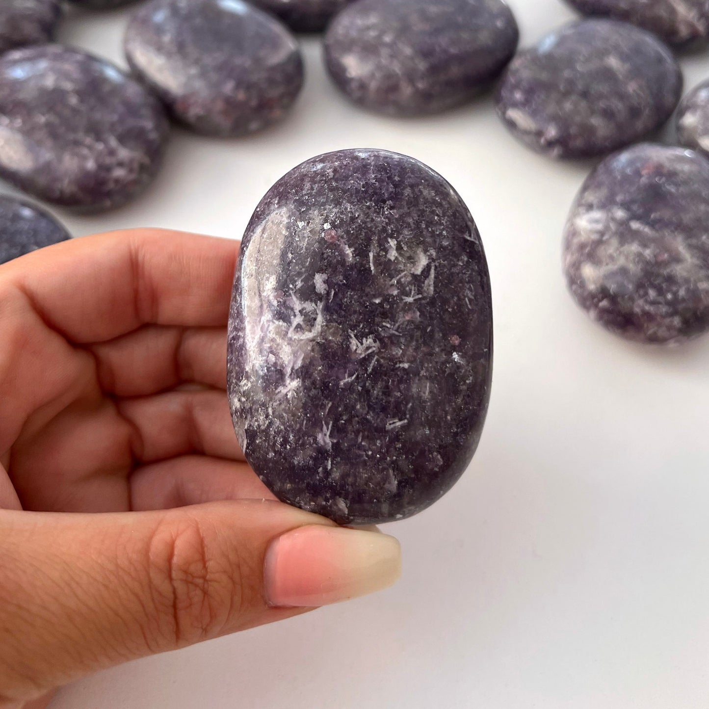 Purple Lepidolite with Pink Lepidolite Inclusions Palm Stone | Stone of Transition | Intuition Crystal - Sole Luna