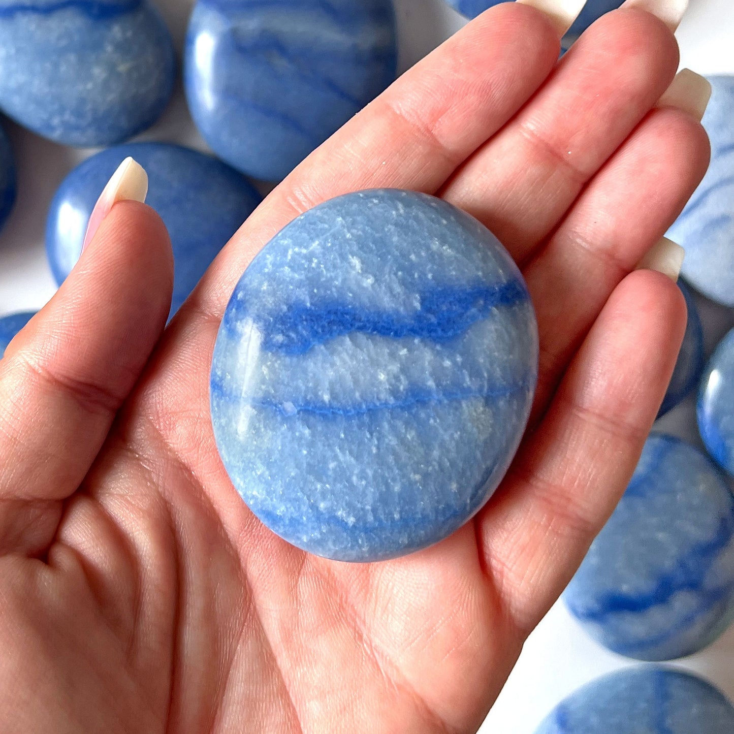 Dumortierite Palm Stone | Patience | Calming | Inner Harmony | Reduce Stress | Self-Discipline | Intellect | Communication | Intuition - Sole Luna