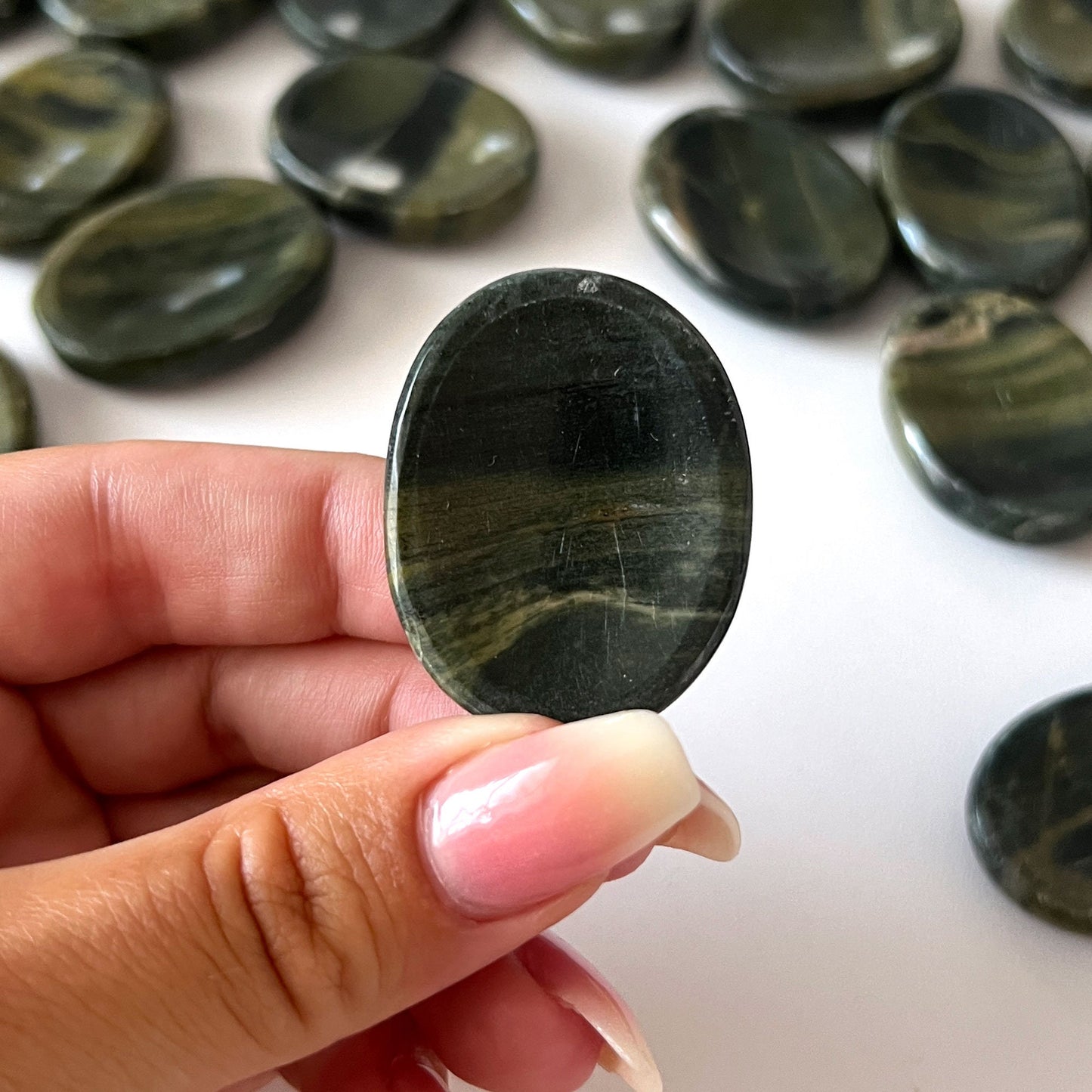 Green Jasper Worry Stone | Emotional Balance | Spiritual Freedom | Earth Connection | Grounding | Protection - Sole Luna