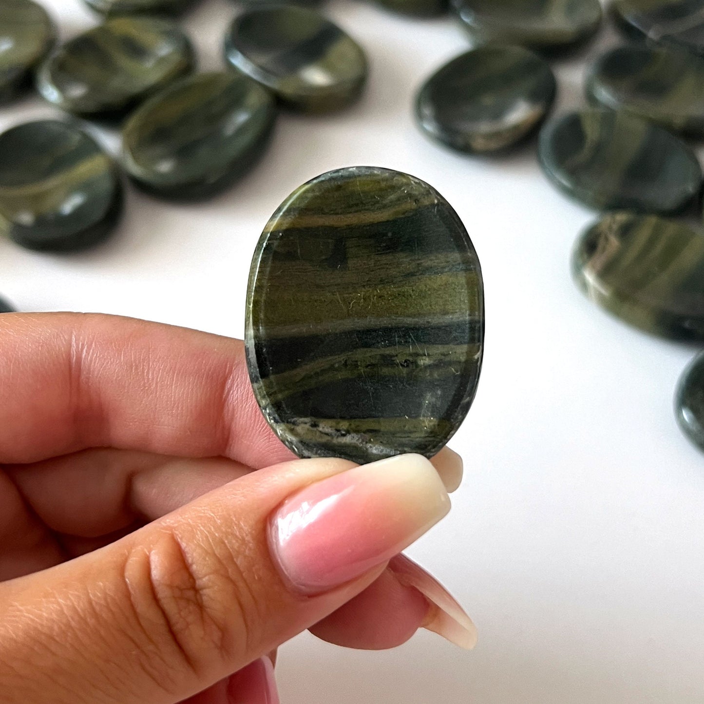 Green Jasper Worry Stone | Emotional Balance | Spiritual Freedom | Earth Connection | Grounding | Protection - Sole Luna