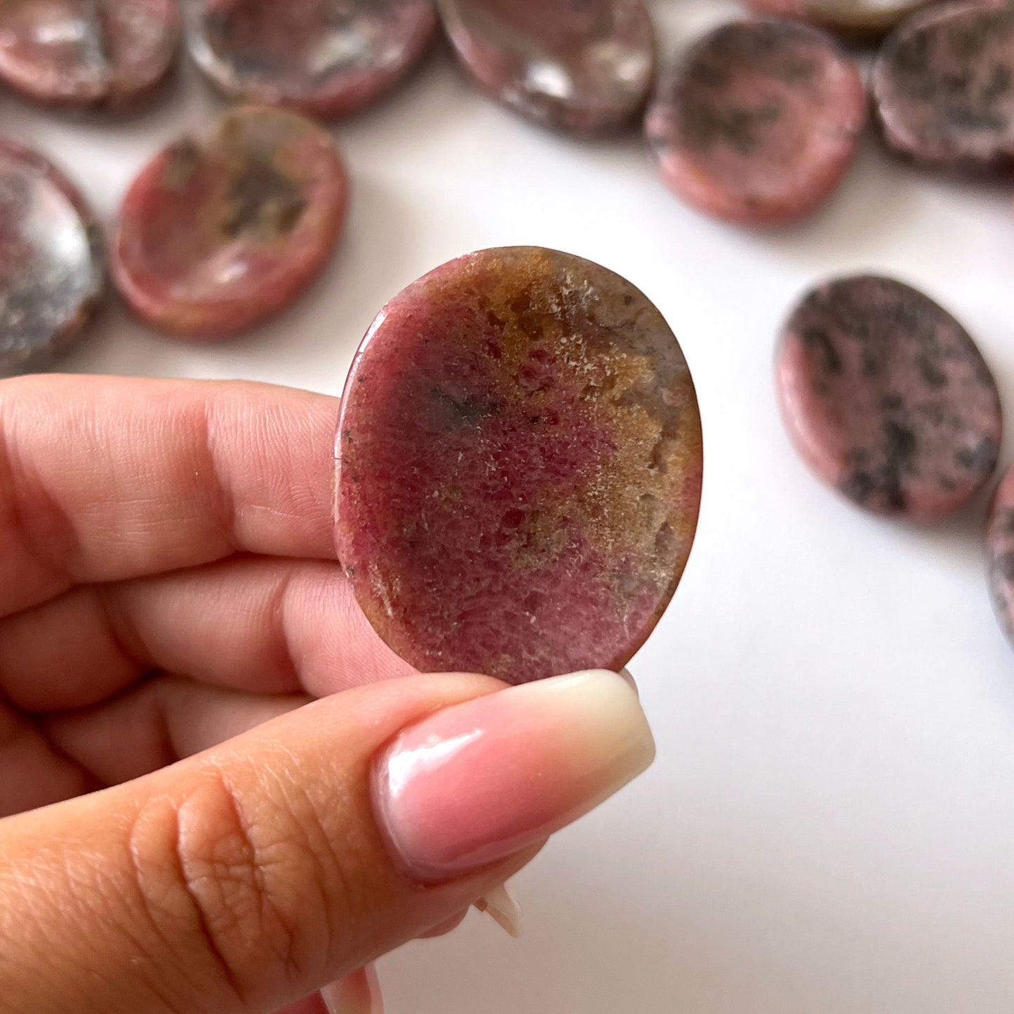 Rhodonite in Quartz Worry Stone | Emotional Balance | Heart Healing | Fear Release | Emotional Abuse | Trauma | Purge Toxicity - Sole Luna