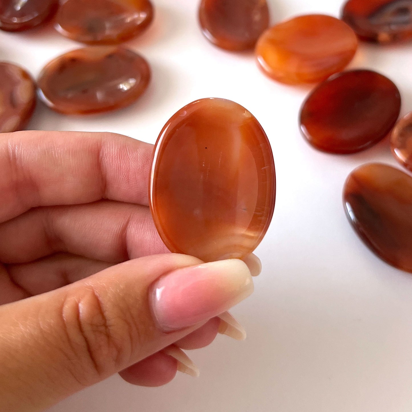 MOTIVATION Carnelian Worry Stone | Energy Boost | Creativity Crystal | Vitality | Sacral Chakra - Sole Luna