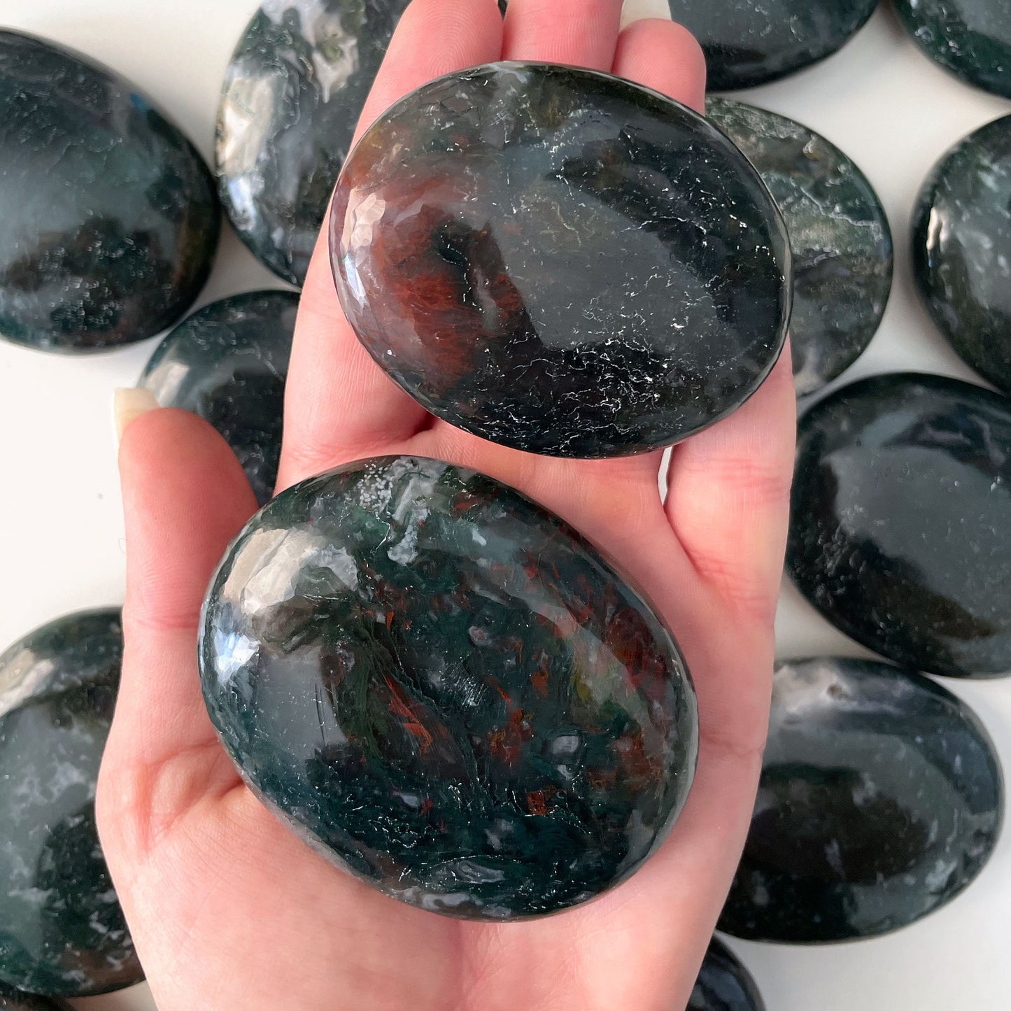 Moss Agate Palm Stone