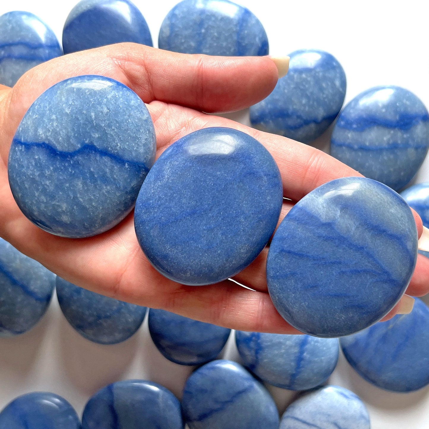 Dumortierite Palm Stone | Patience | Calming | Inner Harmony | Reduce Stress | Self-Discipline | Intellect | Communication | Intuition - Sole Luna