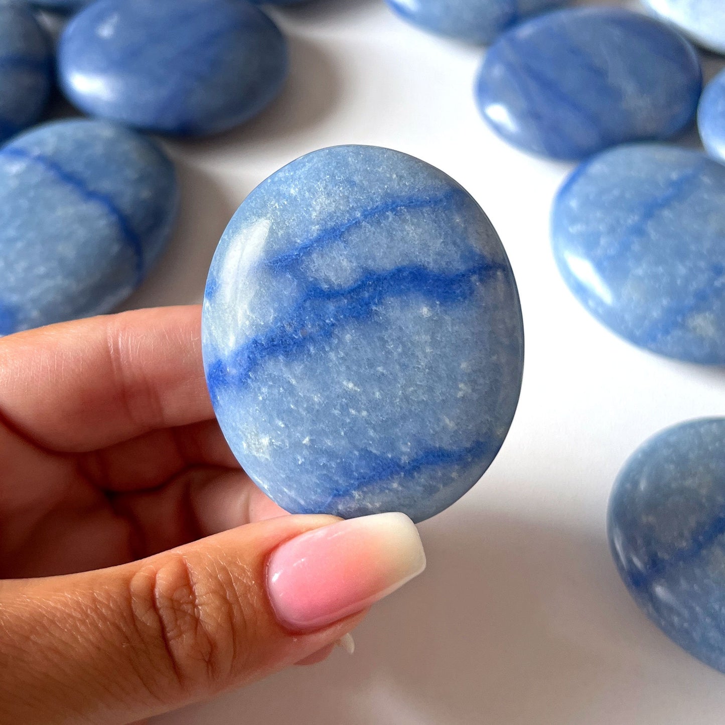 Dumortierite Palm Stone | Patience | Calming | Inner Harmony | Reduce Stress | Self-Discipline | Intellect | Communication | Intuition - Sole Luna