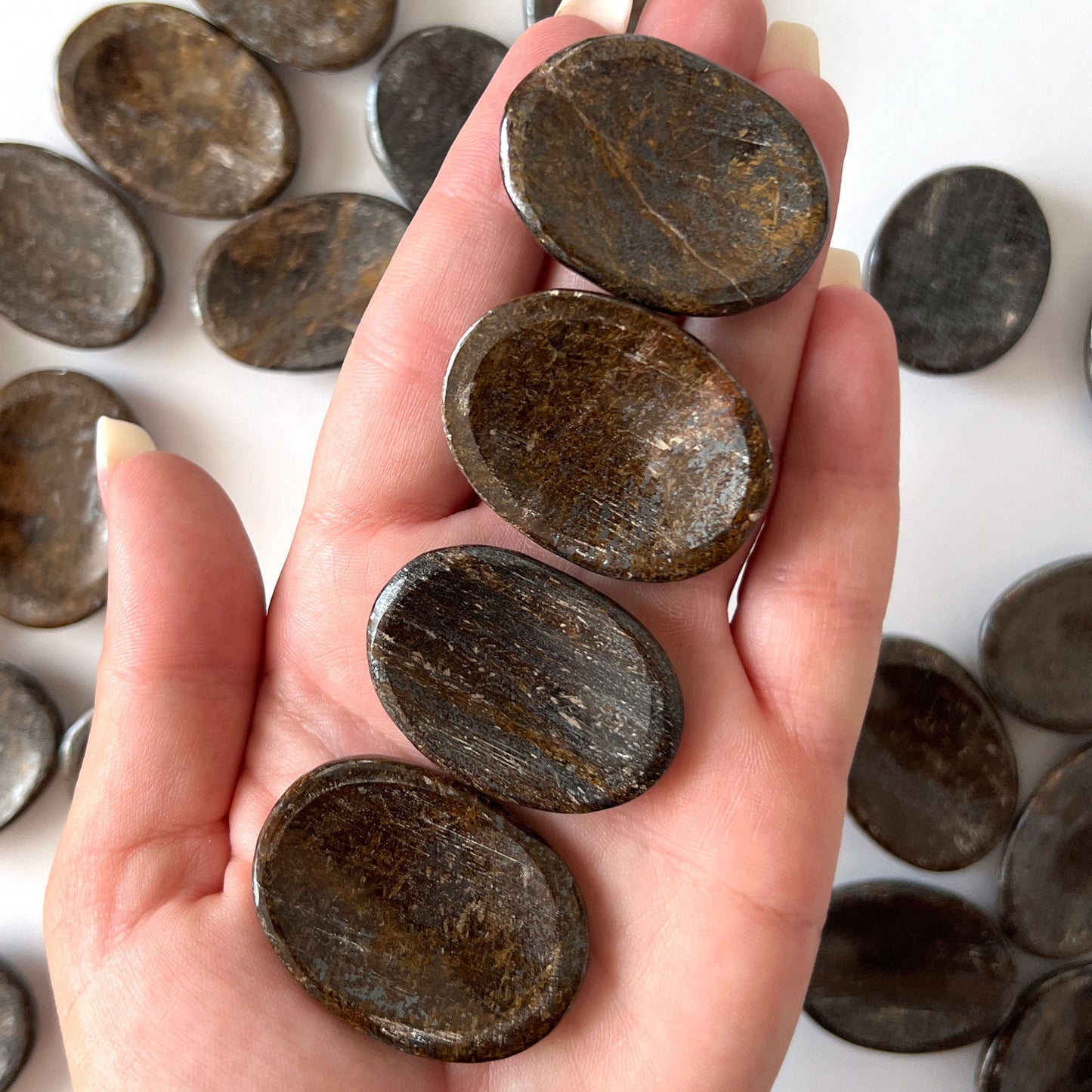 Bronzite Worry Stone | Protection from Negativity | Stress Relief | Inner Stability | Self-forgiveness | Grounding | Determination - Sole Luna