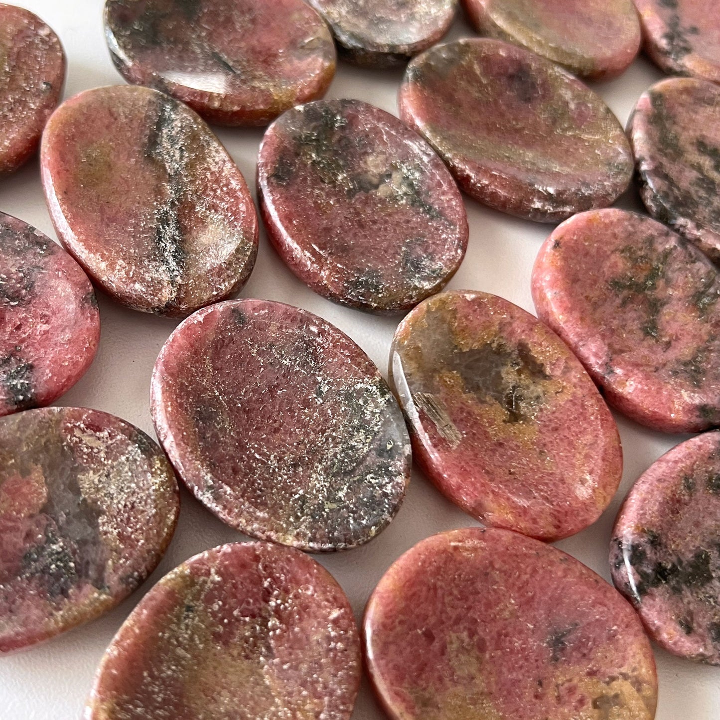 Rhodonite in Quartz Worry Stone | Emotional Balance | Heart Healing | Fear Release | Emotional Abuse | Trauma | Purge Toxicity - Sole Luna