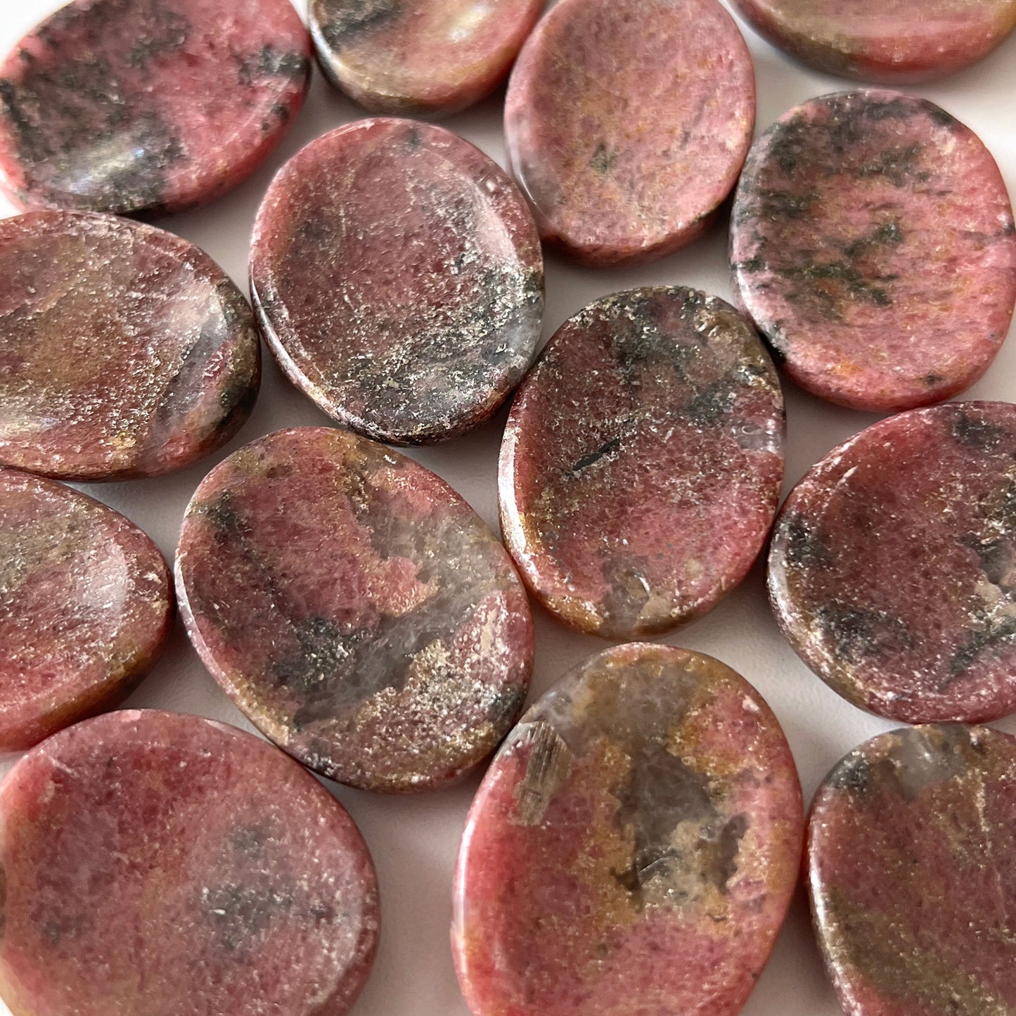 Rhodonite in Quartz Worry Stone | Emotional Balance | Heart Healing | Fear Release | Emotional Abuse | Trauma | Purge Toxicity - Sole Luna