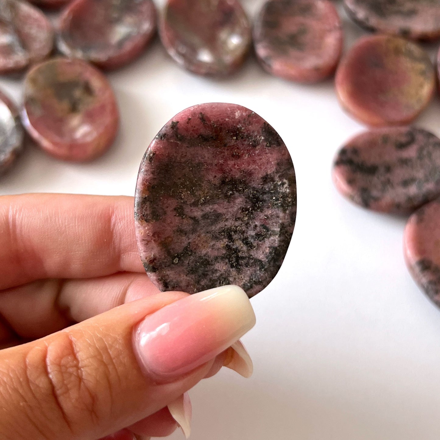 Rhodonite in Quartz Worry Stone | Emotional Balance | Heart Healing | Fear Release | Emotional Abuse | Trauma | Purge Toxicity - Sole Luna