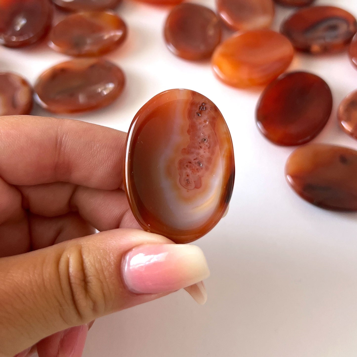 MOTIVATION Carnelian Worry Stone | Energy Boost | Creativity Crystal | Vitality | Sacral Chakra - Sole Luna