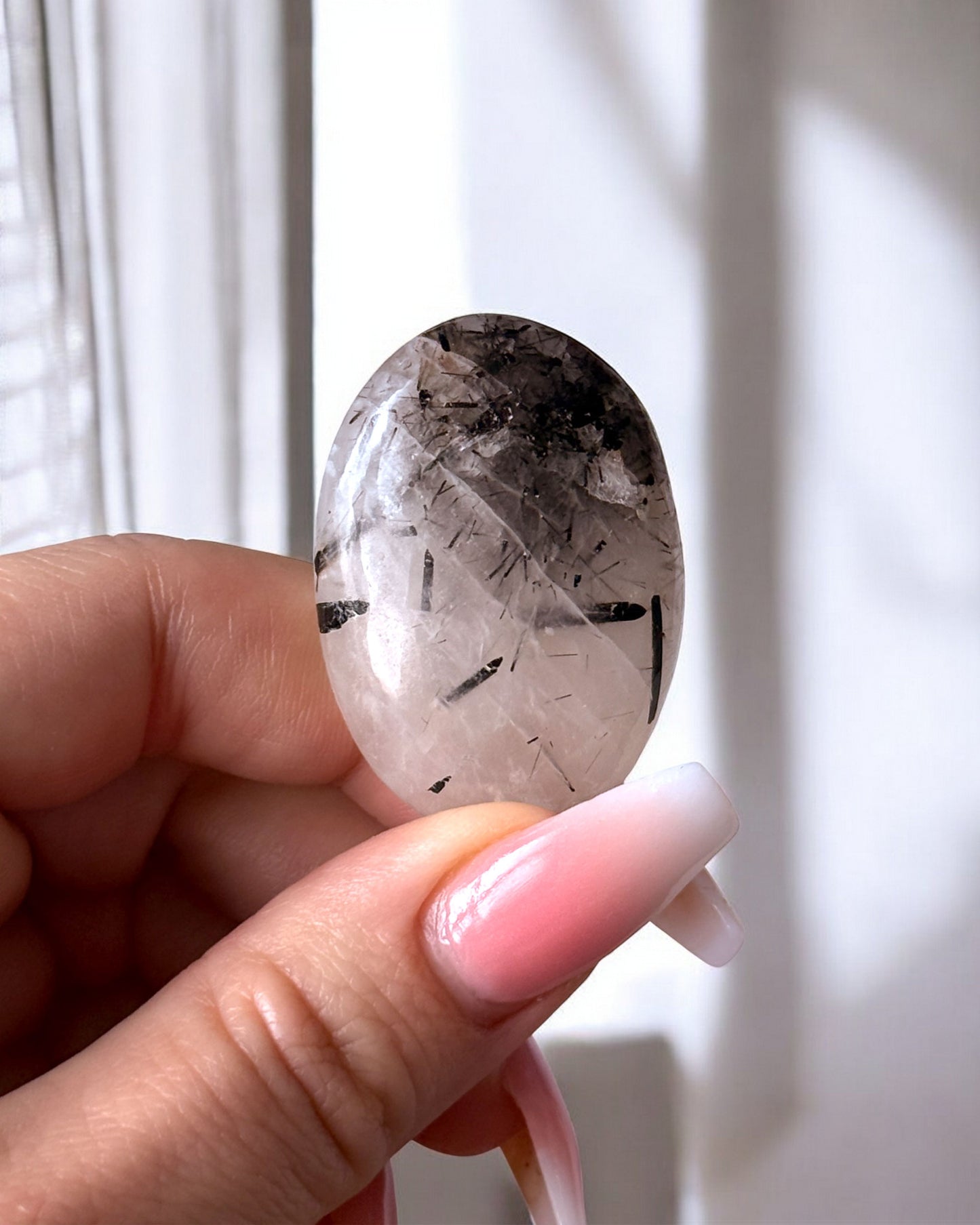 Tourmalinated Quartz Worry Stone