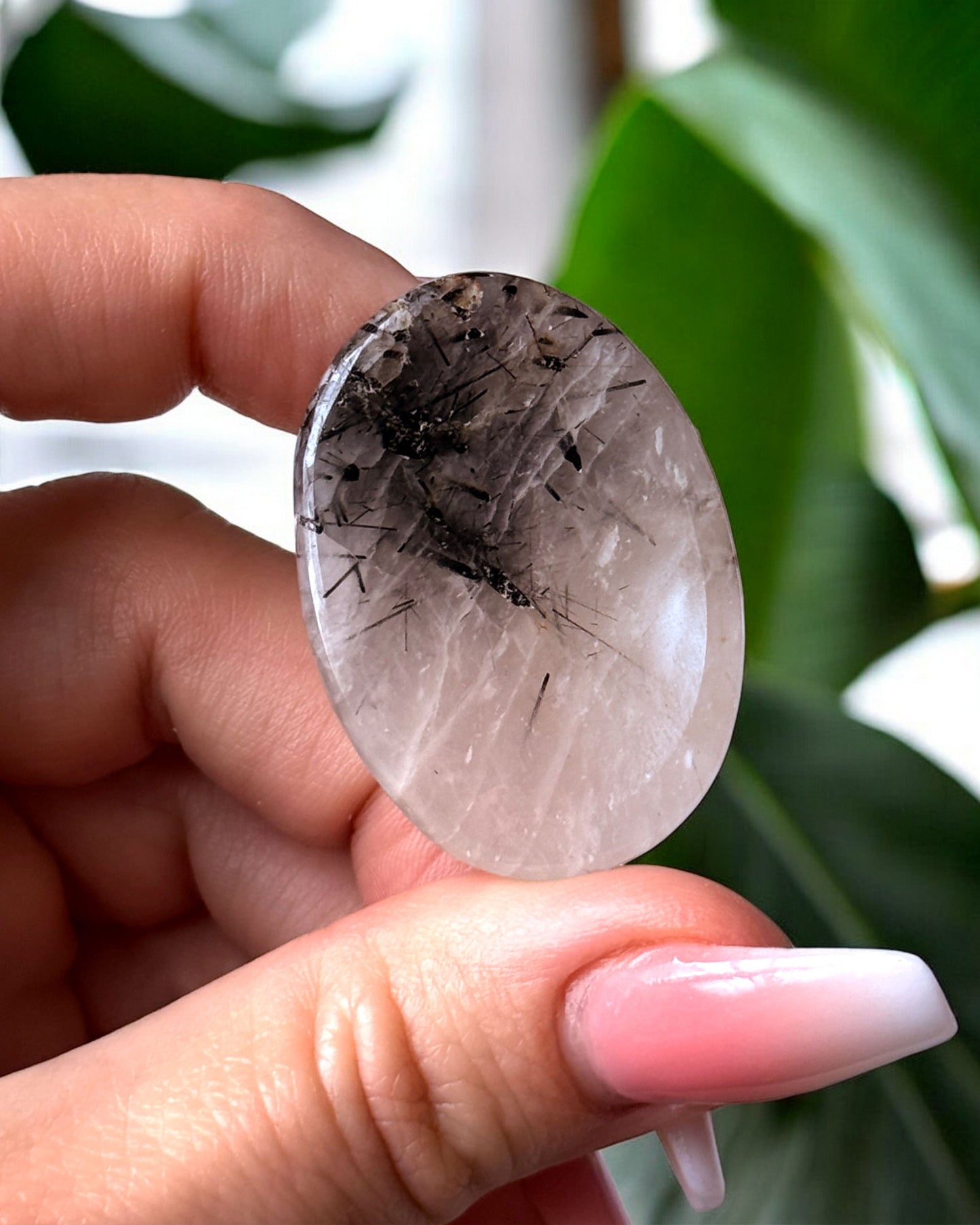 Tourmalinated Quartz Worry Stone