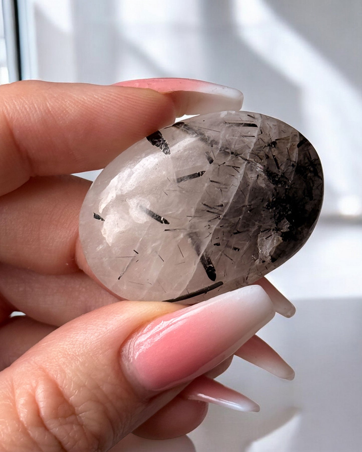 Tourmalinated Quartz Worry Stone