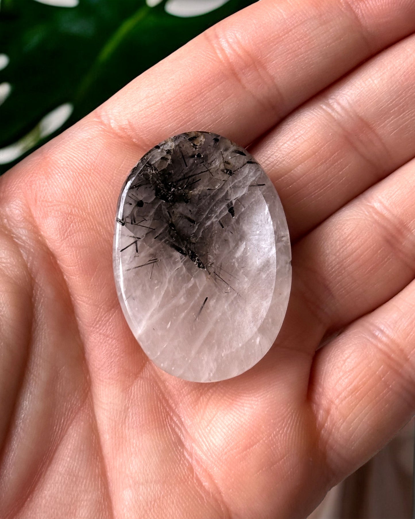Tourmalinated Quartz Worry Stone