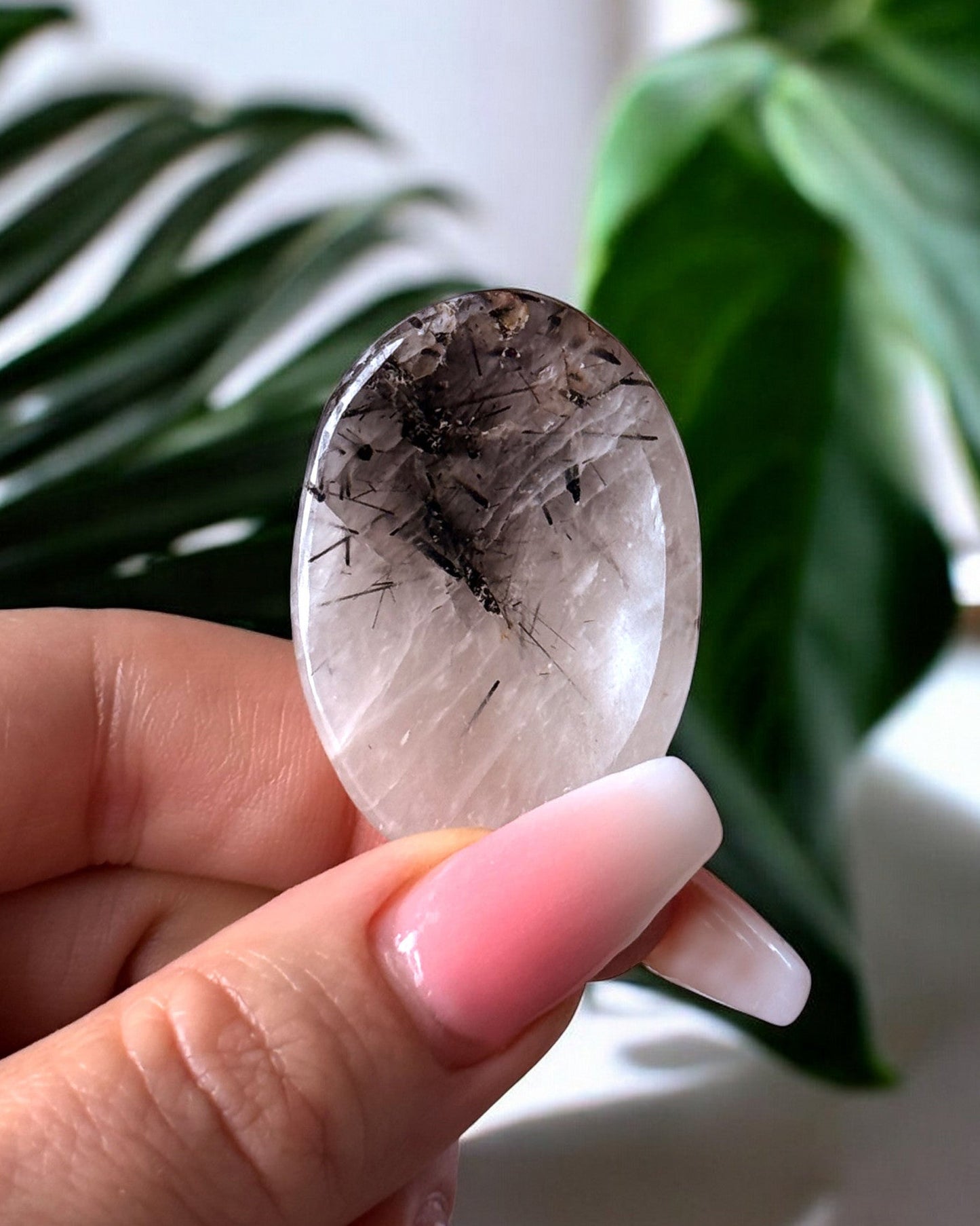 Tourmalinated Quartz Worry Stone