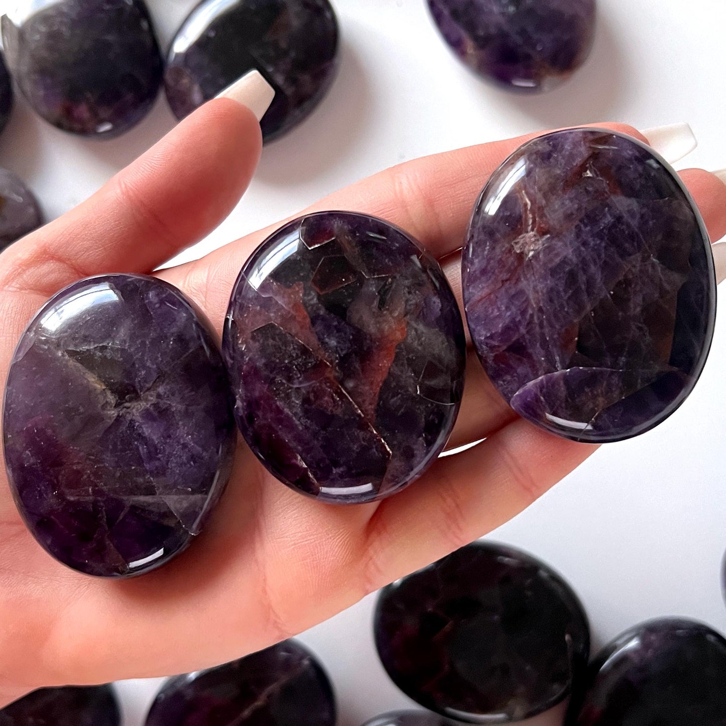 Dark Purple Amethyst Palm Stone