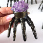 Amethyst Cluster Skeleton Hand Lamp