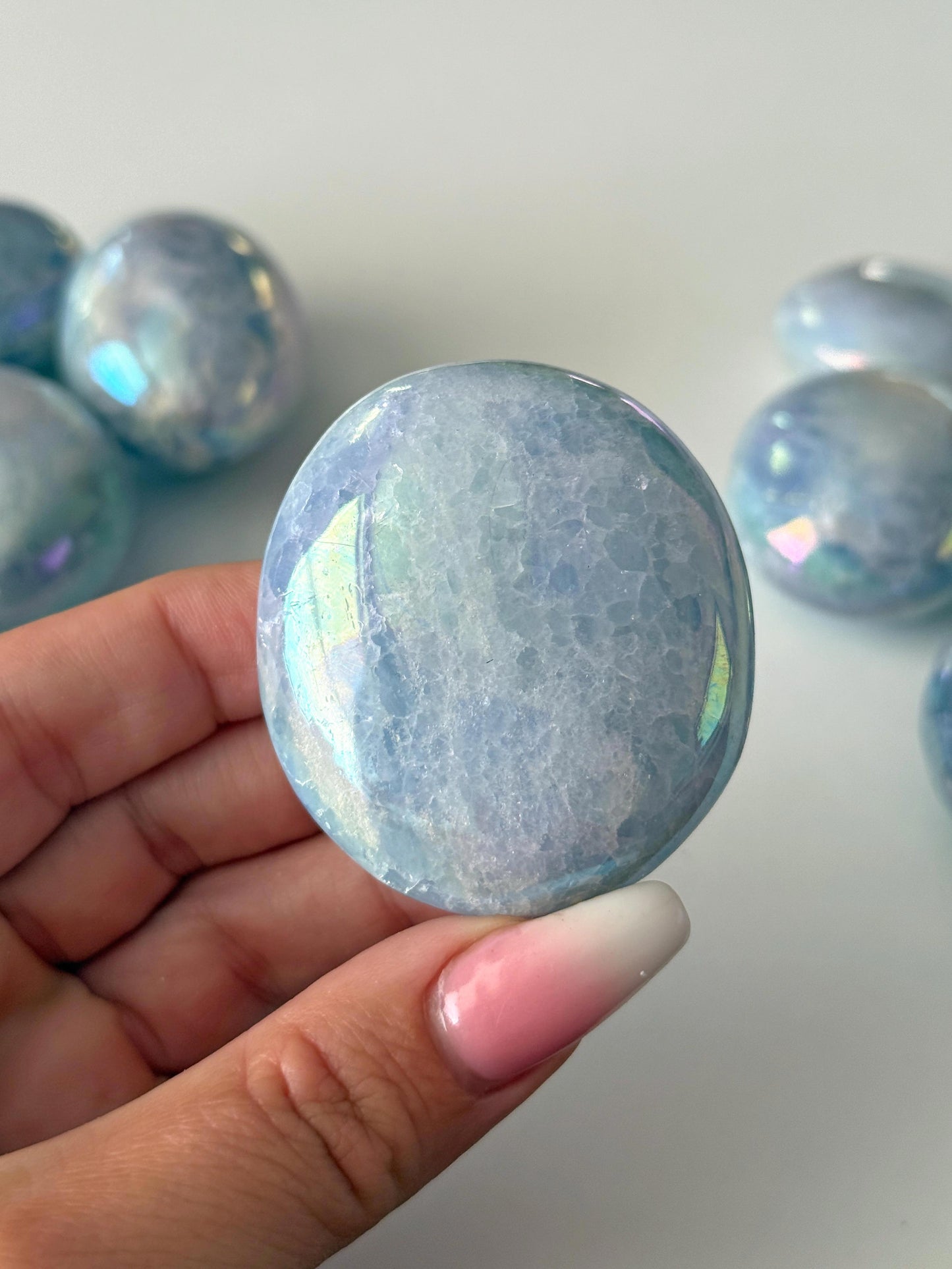 Aura Blue Calcite Palm Stone