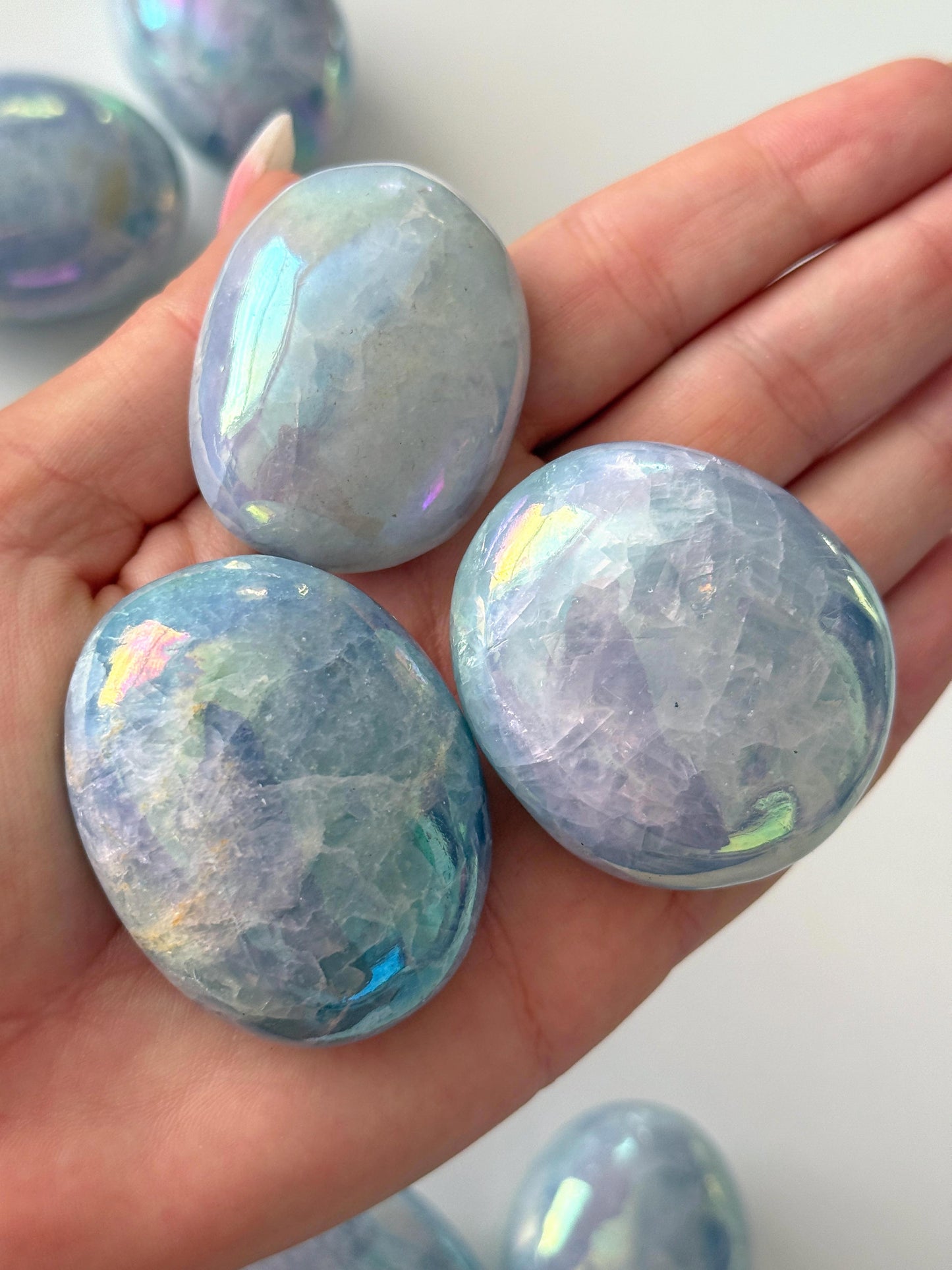 Aura Blue Calcite Palm Stone