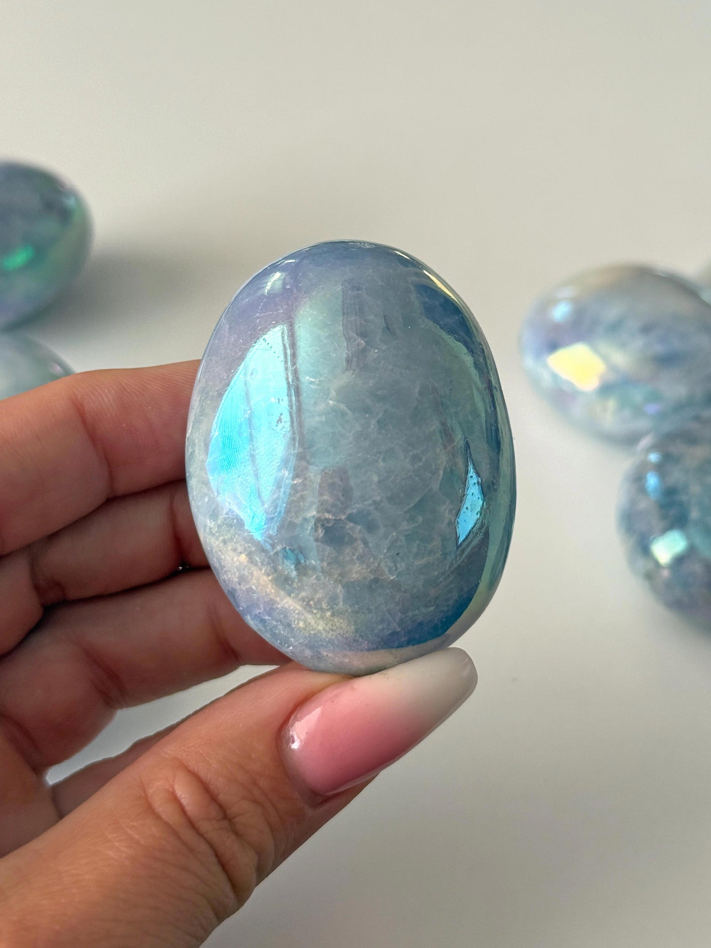 Aura Blue Calcite Palm Stone